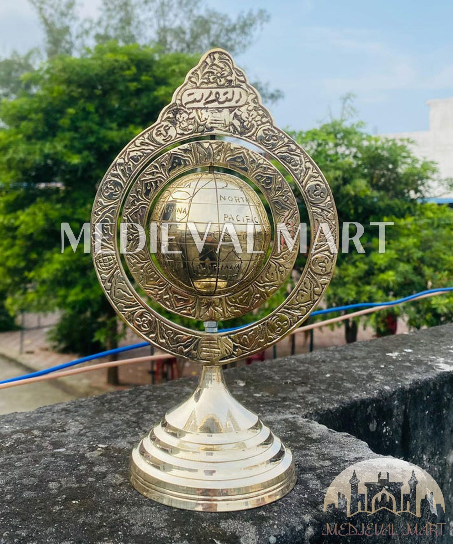 MEDIEVALMART AU "Achilles" Gold Finish Trojan Warrior Helmet W/H Free Stand | Troy Props