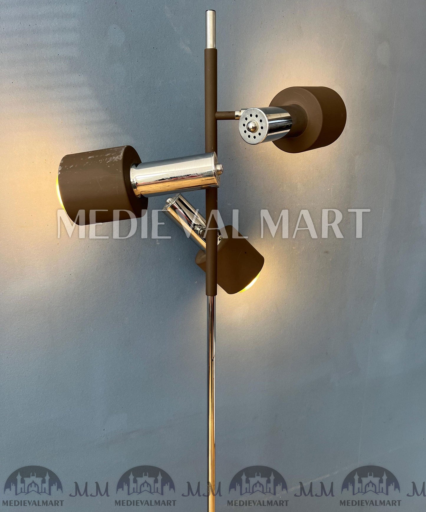 MEDIEVALMART AU Vintage Mid Century Silver Dijkstra Space Age Floor Lamp