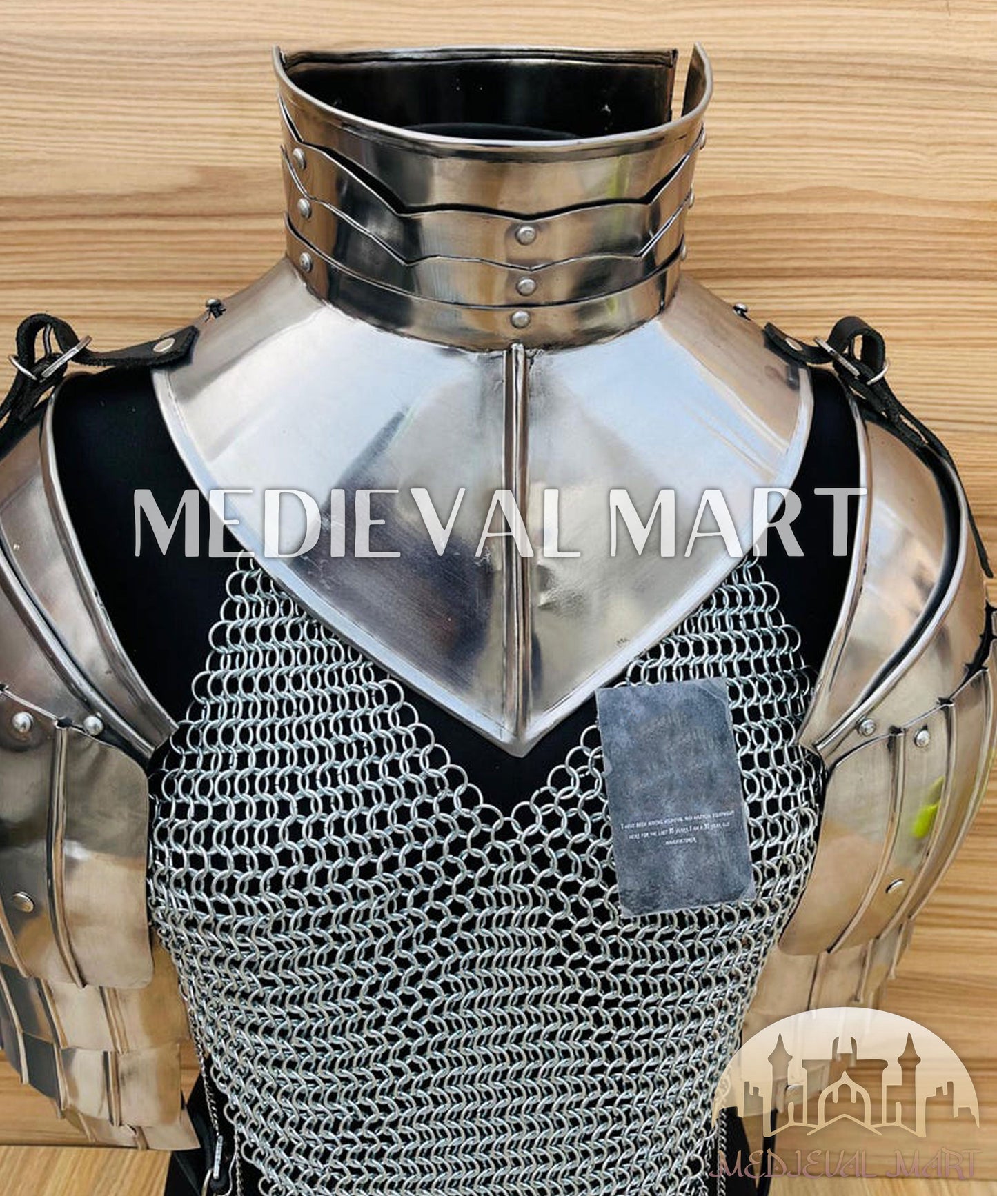 MEDIEVALMART AU Iconic Viking's Jarl Borg Iron Spikes  Battleworn Viking Wooden Shield | Gifts For Dad