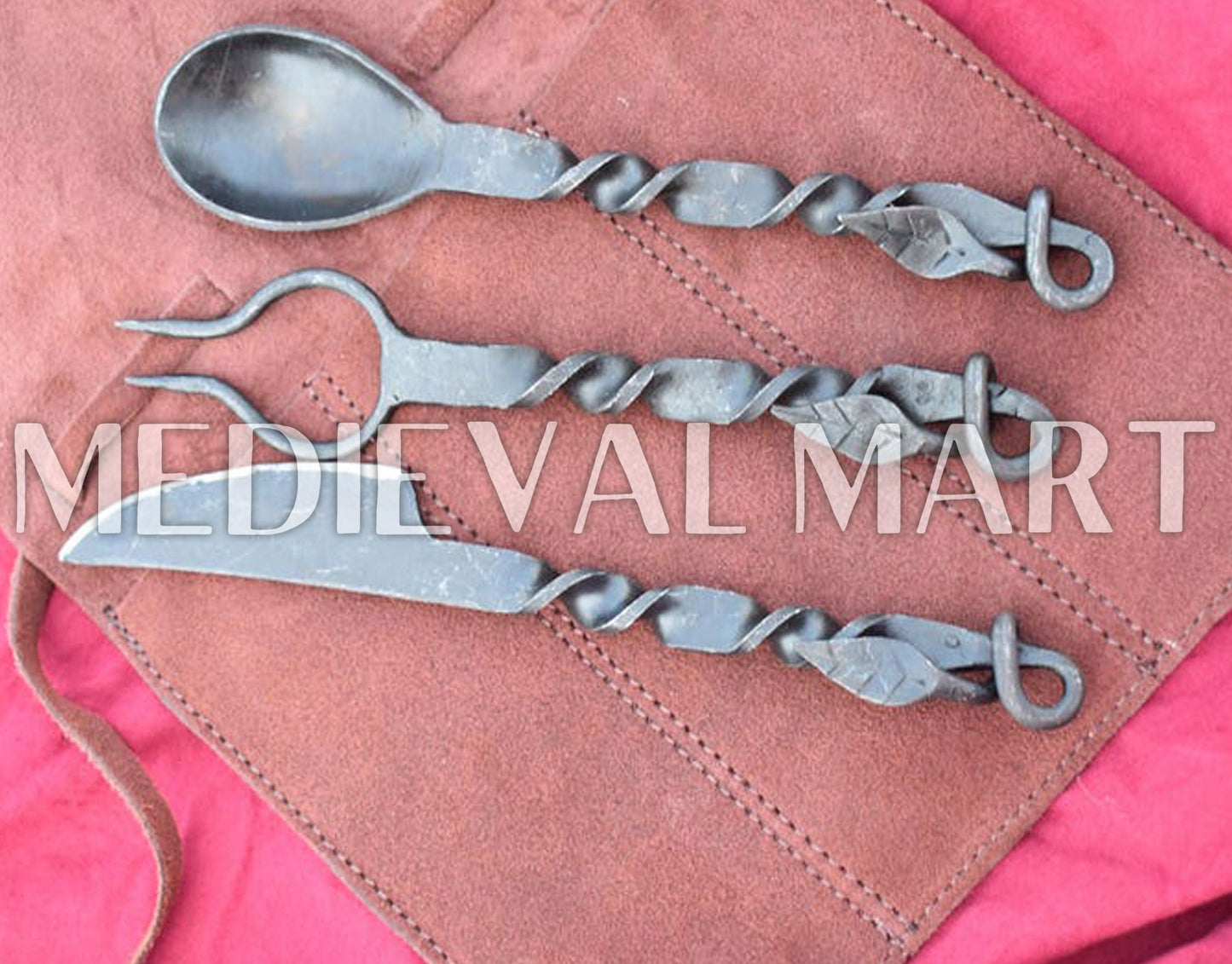 MEDIEVALMART AU Hand Forged Medieval Twisted Troll Cross Iron Pendent With Leather Cord