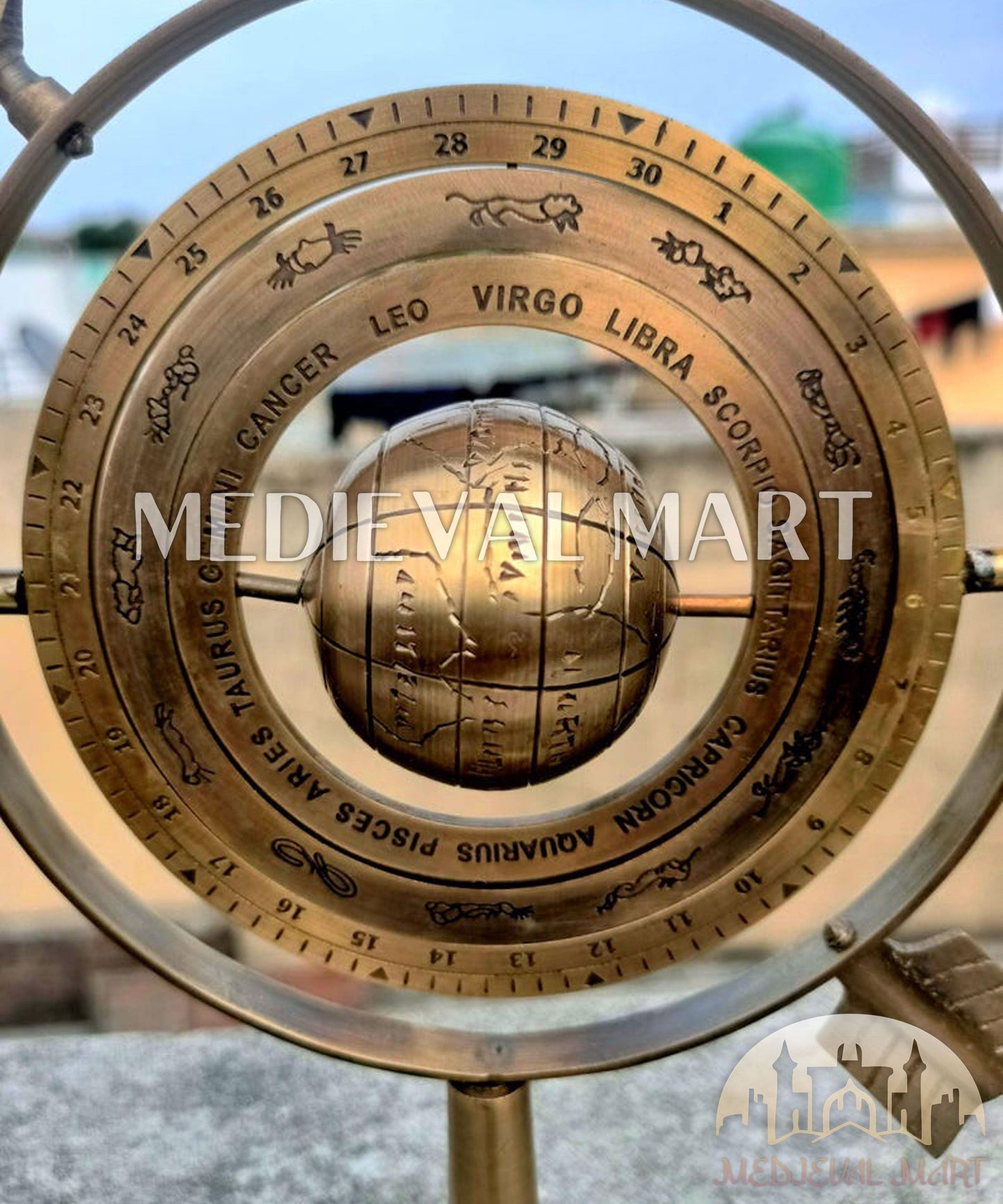 MEDIEVALMART AU "Achilles" Gold Finish Trojan Warrior Helmet W/H Free Stand | Troy Props