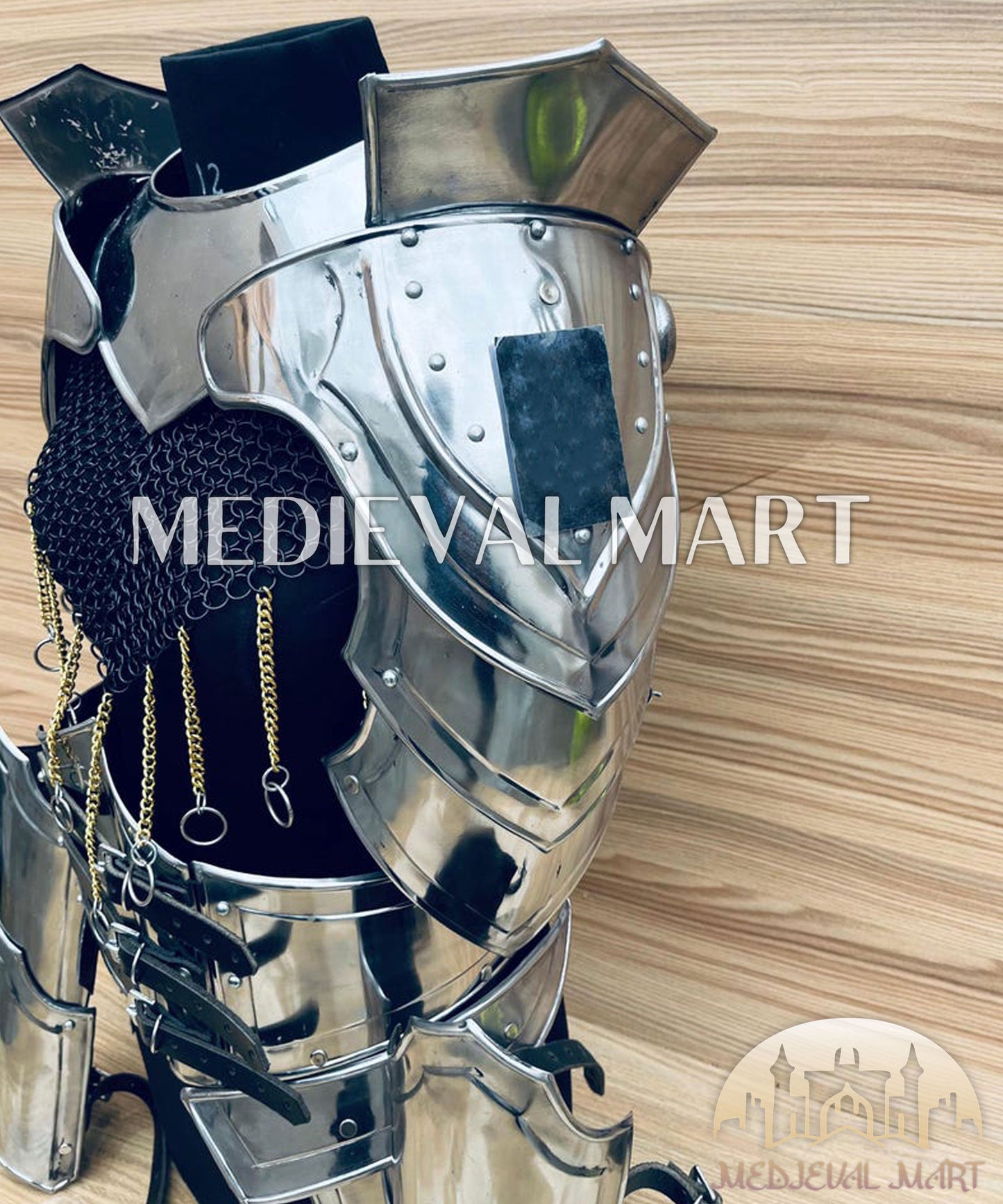 MEDIEVALMART AU (Isolara Dragonplate) Women’s Armor W/H Silver (Dragonfang) Jesus Chainmail + Arms Armor