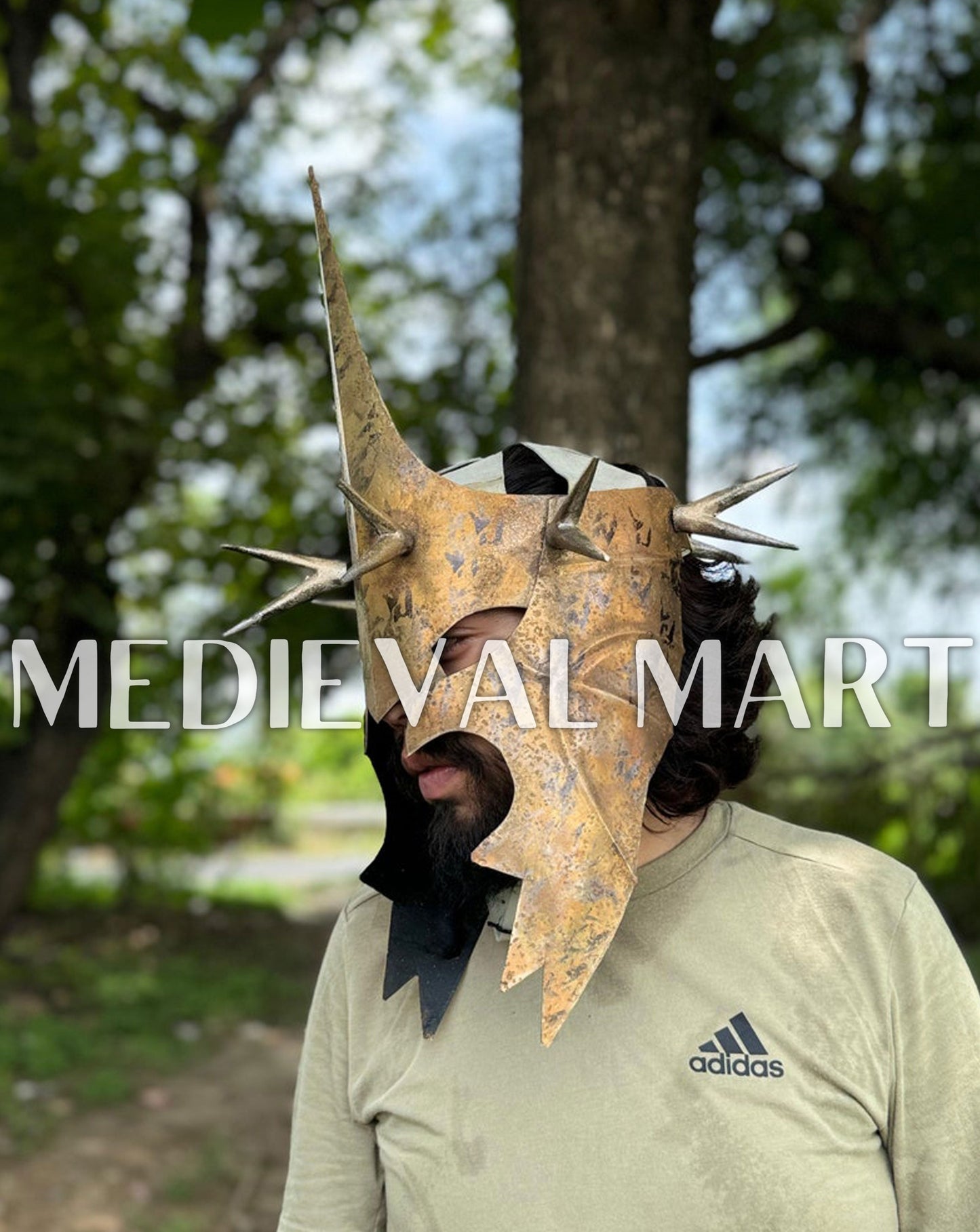 MEDIEVALMART AU "Achilles" Gold Finish Trojan Warrior Helmet W/H Free Stand | Troy Props