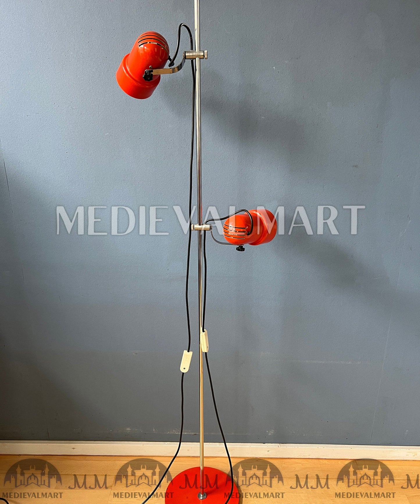 MEDIEVALMART AU Vintage Mid Century Silver Dijkstra Space Age Floor Lamp