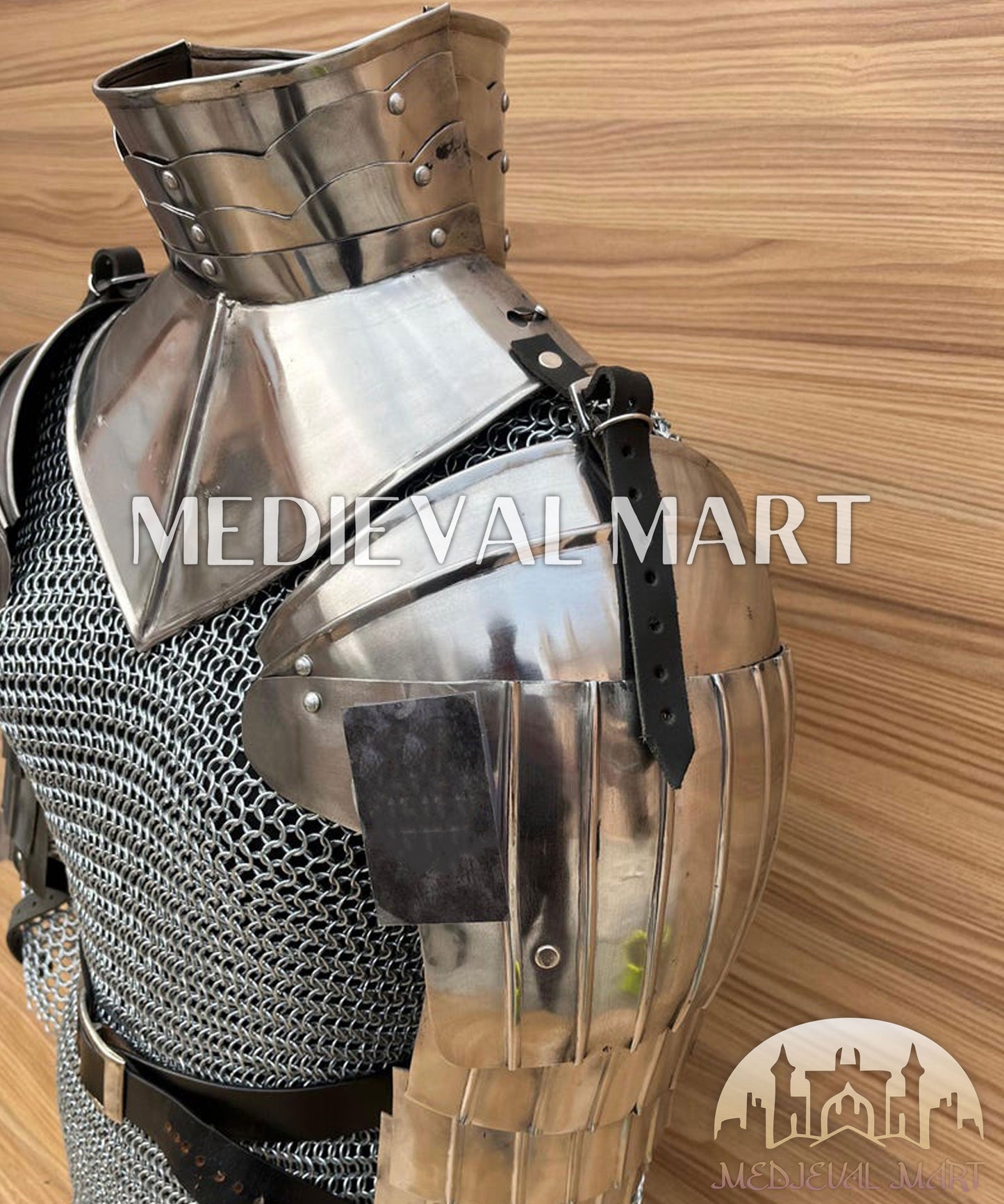 MEDIEVALMART AU Iconic Viking's Jarl Borg Iron Spikes  Battleworn Viking Wooden Shield | Gifts For Dad