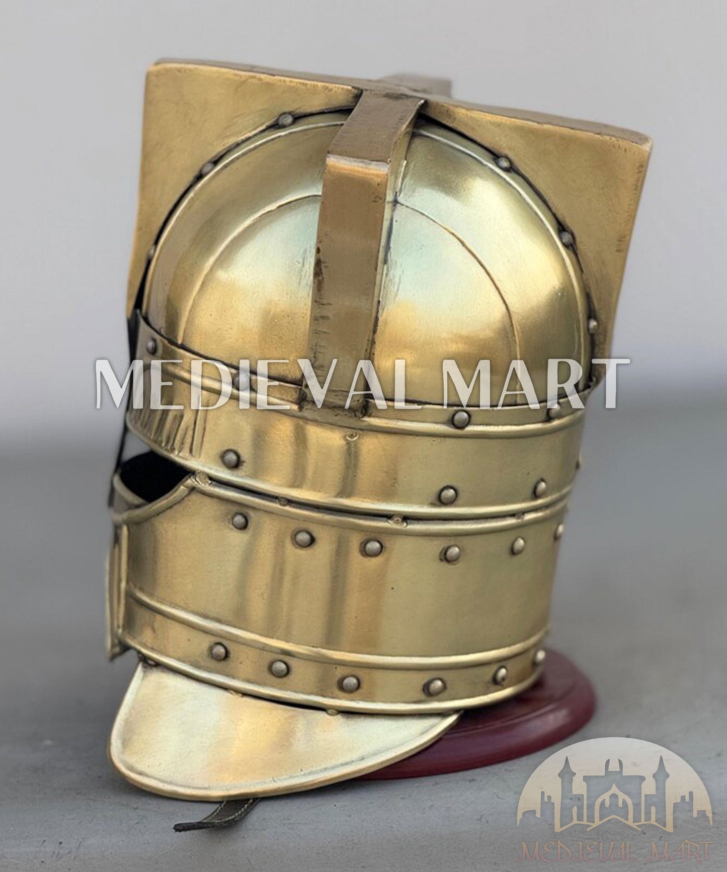 MEDIEVALMART AU Great Fantasy Helmet With Metal Horns or Free Stand | LARP Props