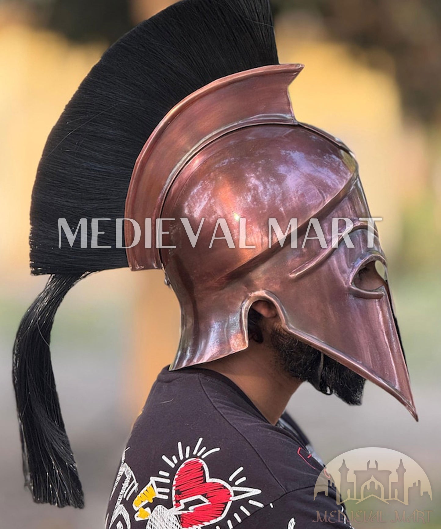 MEDIEVALMART AU Great Fantasy Helmet With Metal Horns or Free Stand | LARP Props