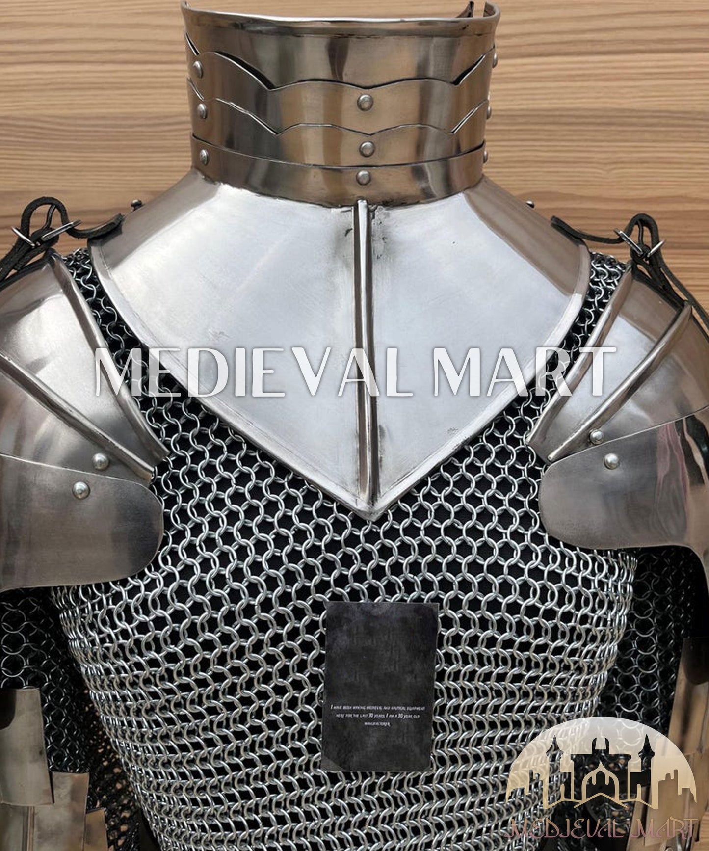 MEDIEVALMART AU Iconic Viking's Jarl Borg Iron Spikes  Battleworn Viking Wooden Shield | Gifts For Dad
