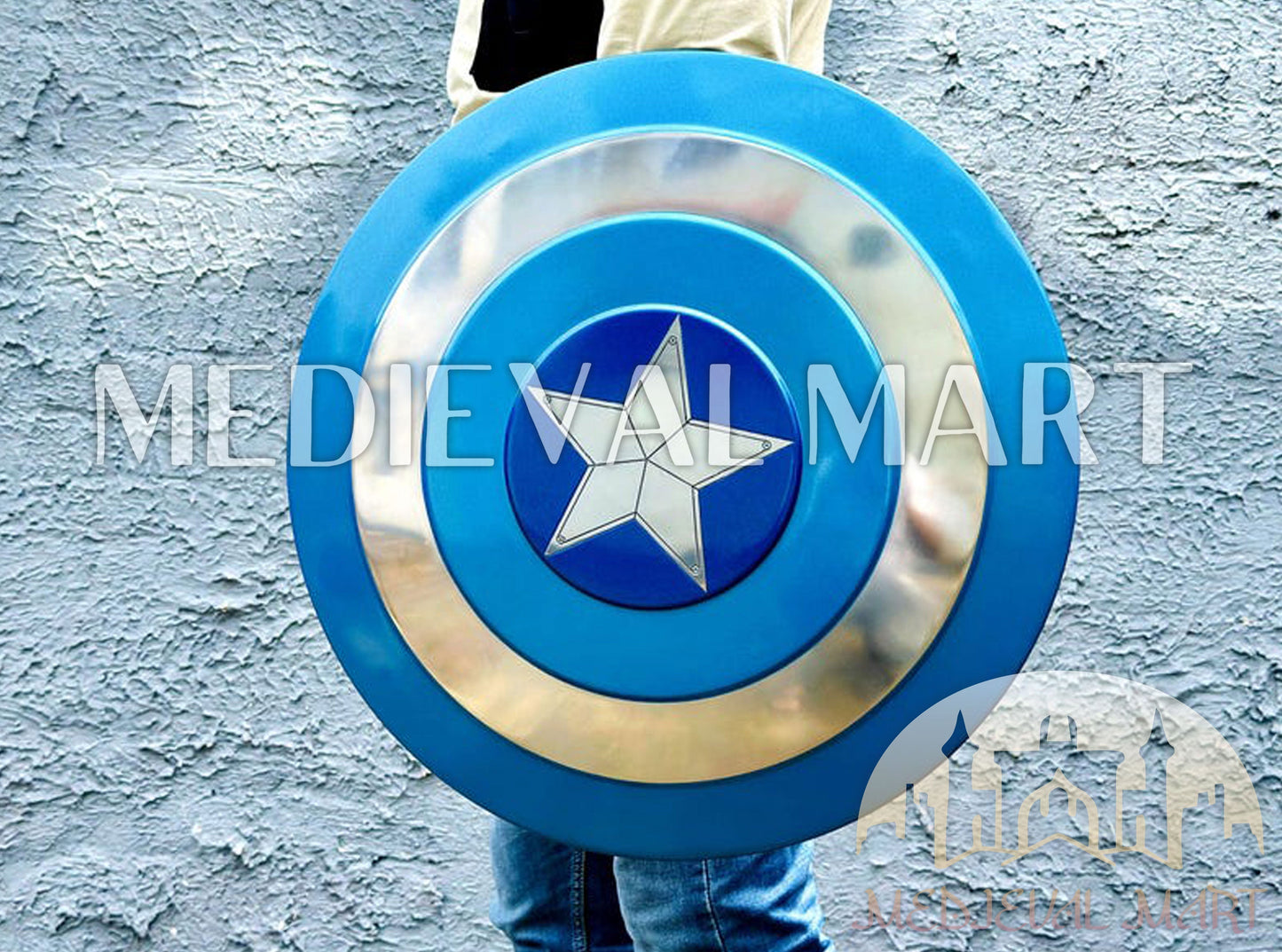 MEDIEVALMART AU First Avengers Steve Rogers Damaged Shield | Gift for Cosplayer