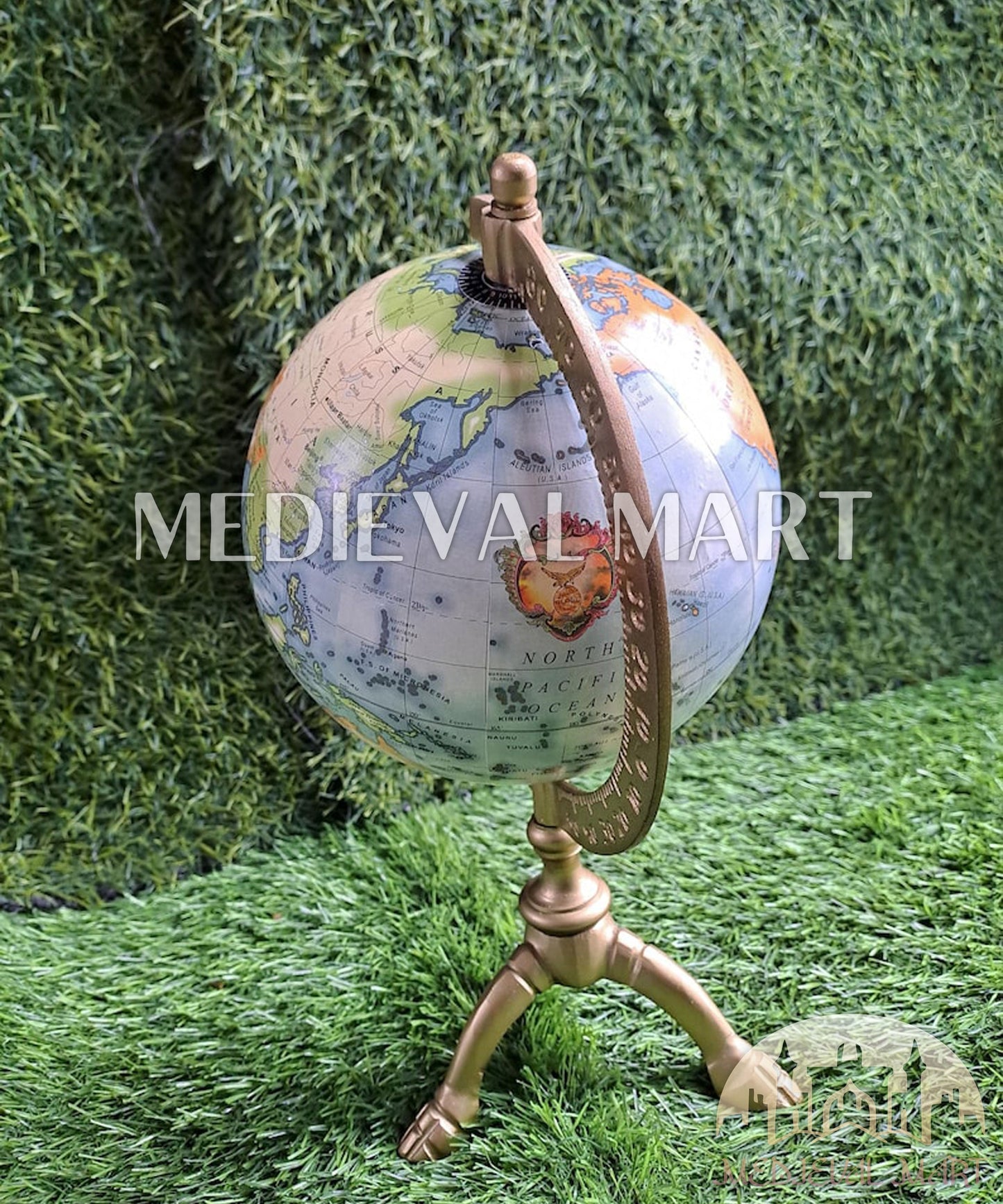 MEDIEVALMART AU "Achilles" Gold Finish Trojan Warrior Helmet W/H Free Stand | Troy Props