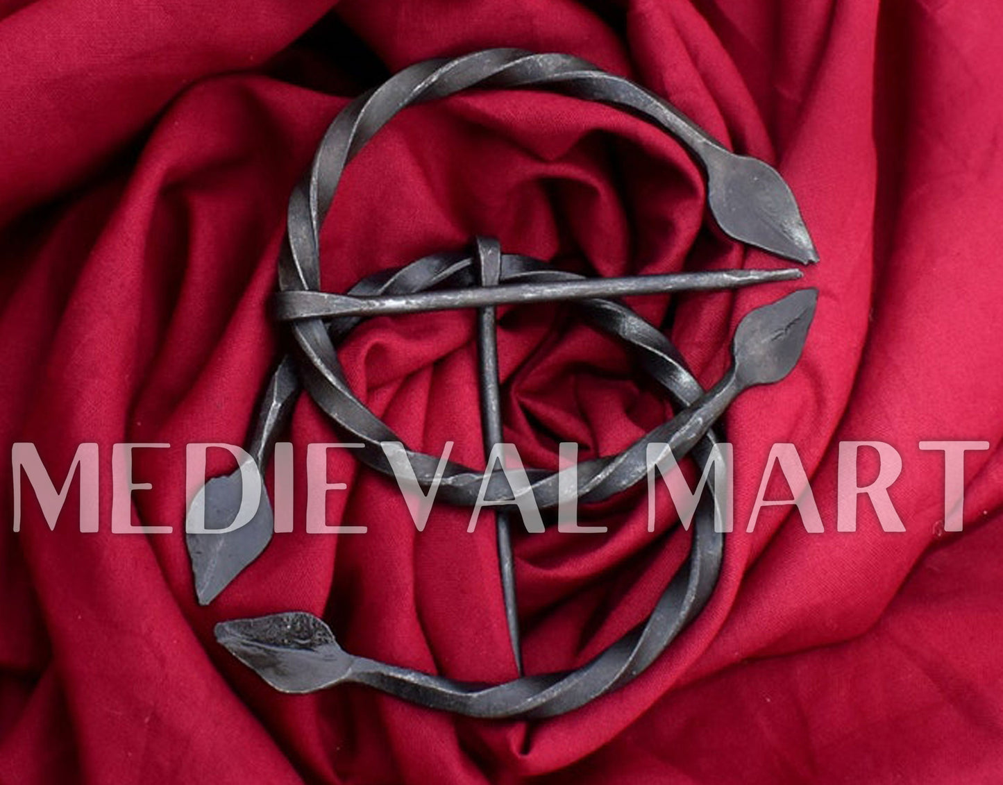 MEDIEVALMART AU Hand Forged Medieval Twisted Troll Cross Iron Pendent With Leather Cord