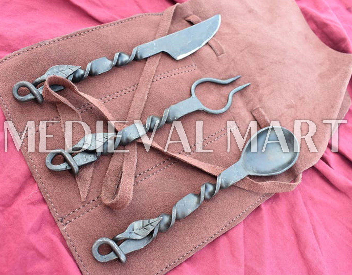 MEDIEVALMART AU Hand Forged Medieval Twisted Troll Cross Iron Pendent With Leather Cord