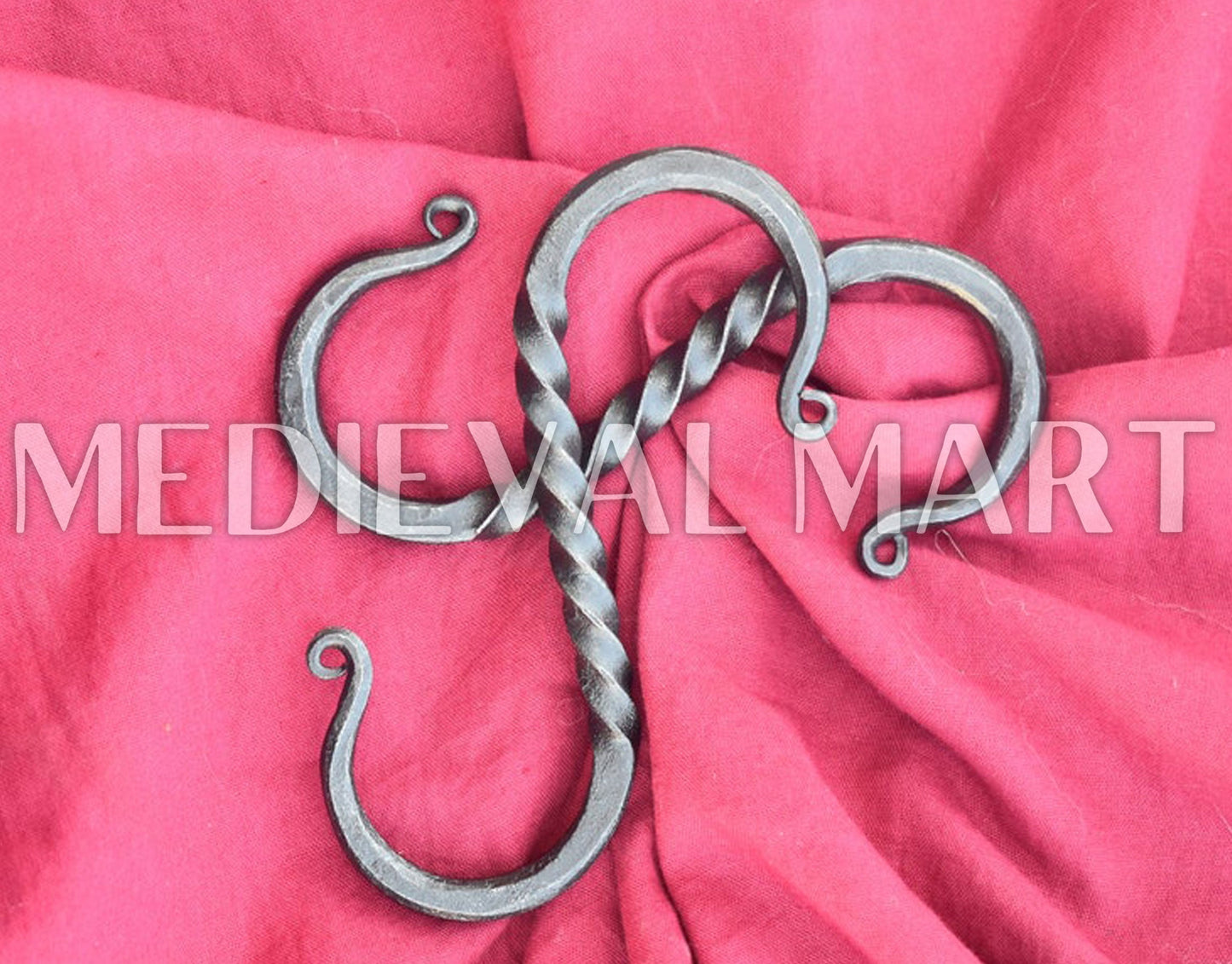 MEDIEVALMART AU Hand Forged Medieval Twisted Troll Cross Iron Pendent With Leather Cord