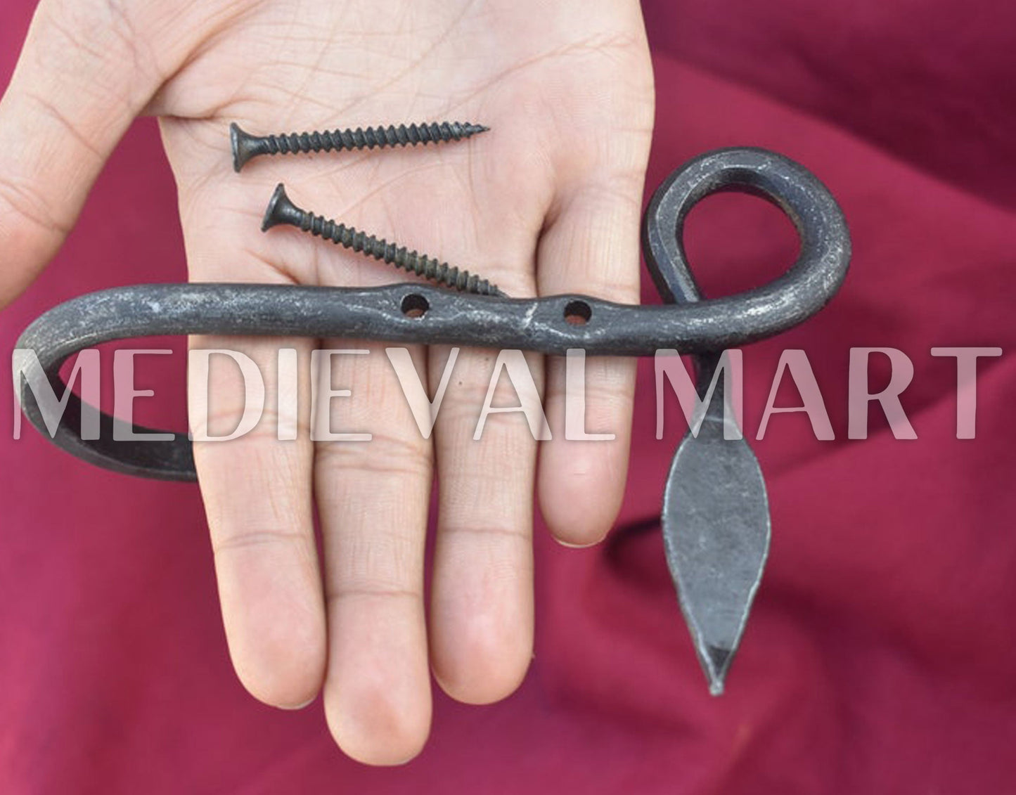 MEDIEVALMART AU Hand Forged Medieval Twisted Troll Cross Iron Pendent With Leather Cord