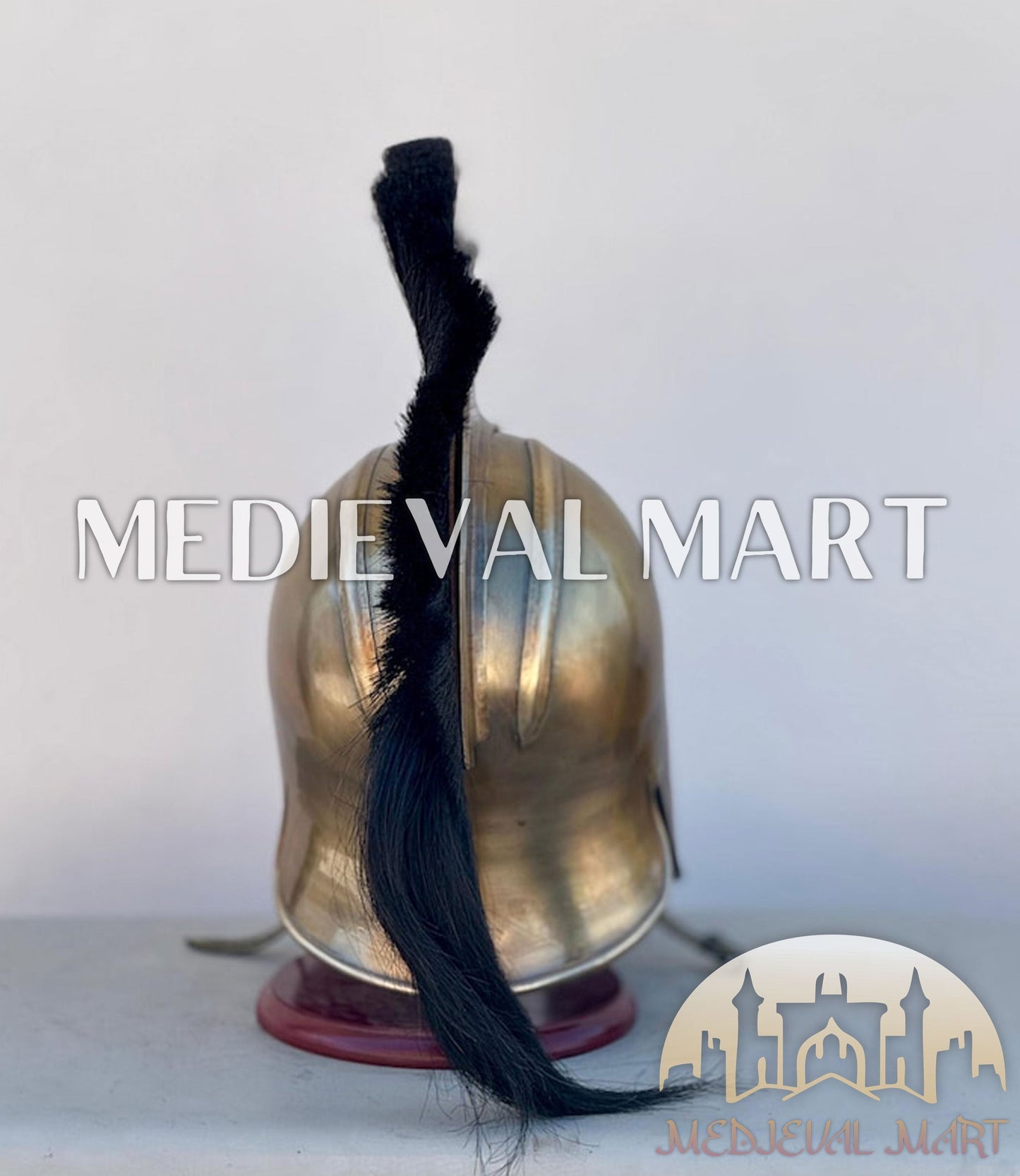 MEDIEVALMART AU "Achilles" Gold Finish Trojan Warrior Helmet W/H Free Stand | Troy Props
