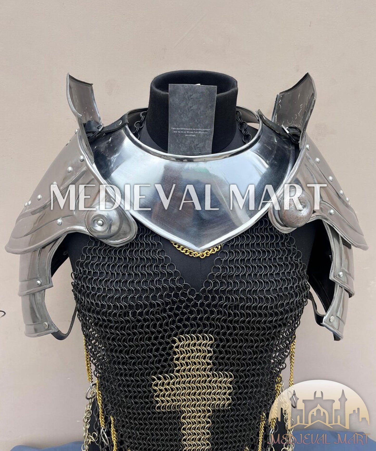 MEDIEVALMART AU Iconic Viking's Jarl Borg Iron Spikes  Battleworn Viking Wooden Shield | Gifts For Dad