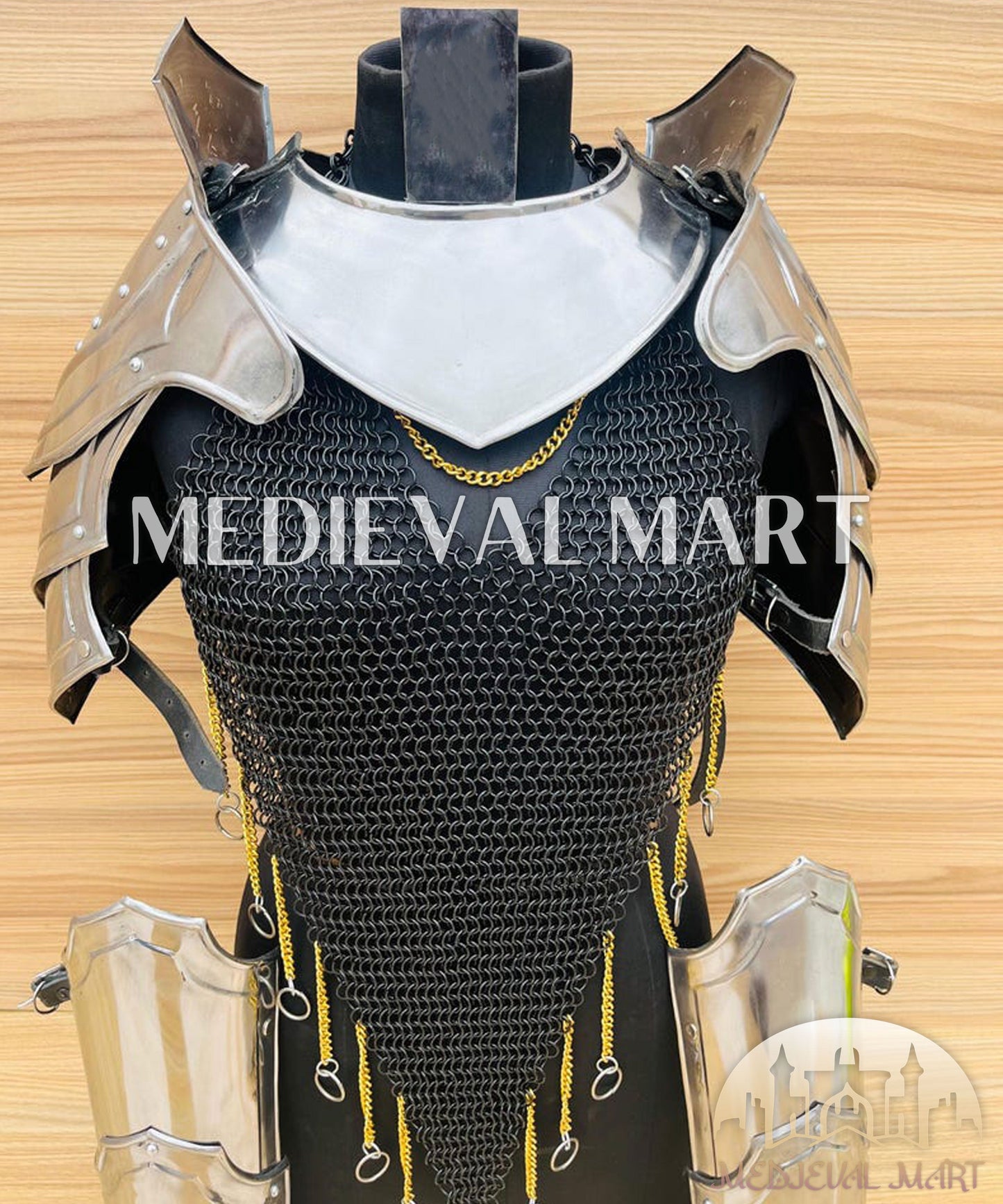 MEDIEVALMART AU Iconic Viking's Jarl Borg Iron Spikes  Battleworn Viking Wooden Shield | Gifts For Dad