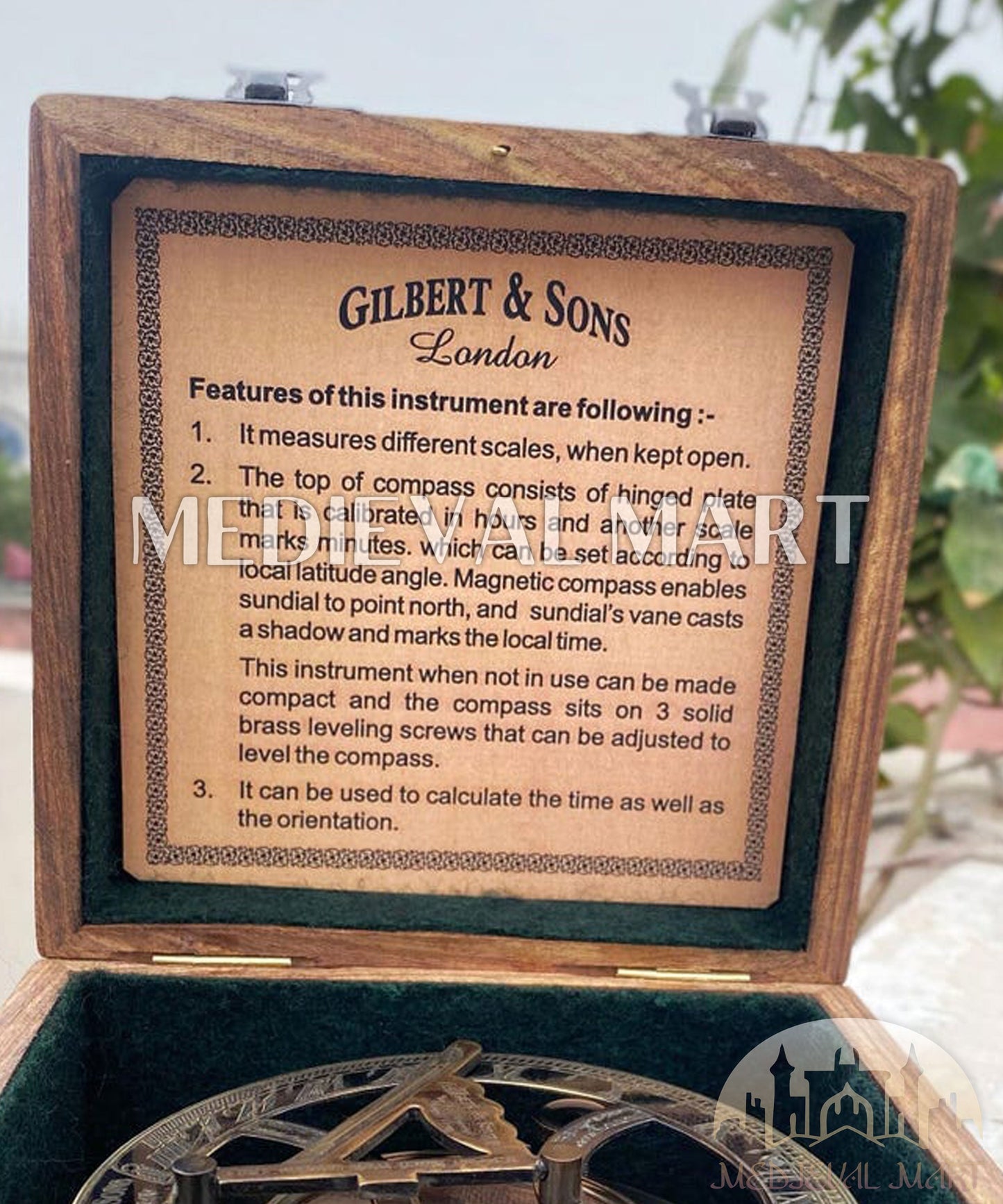 MEDIEVALMART AU Antique Finish “100 Years Calendar” Engraved Compass W/H “VintageVault” Case | Gift For Dad, Gift For Mom