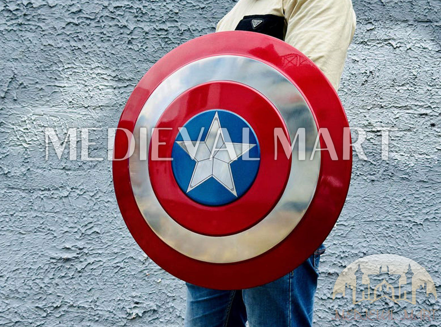 MEDIEVALMART AU First Avengers Steve Rogers Damaged Shield | Gift for Cosplayer