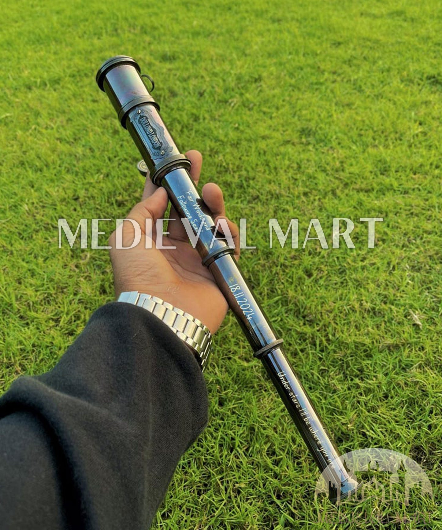 MEDIEVALMART AU Medieval Templar Devil Zelda Cross Inspired Wooden Shield Bliue & Gold Finish | Gift for Christmas Day