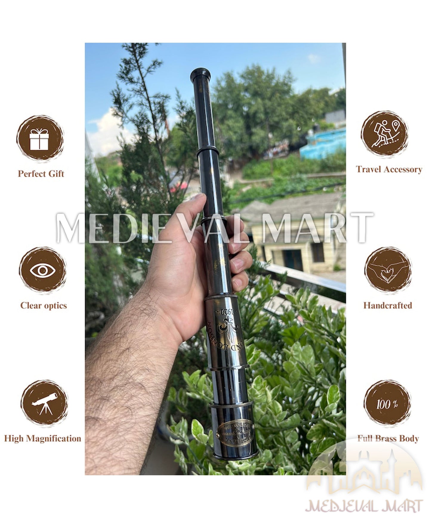 MEDIEVALMART AU Medieval Templar Devil Zelda Cross Inspired Wooden Shield Bliue & Gold Finish | Gift for Christmas Day