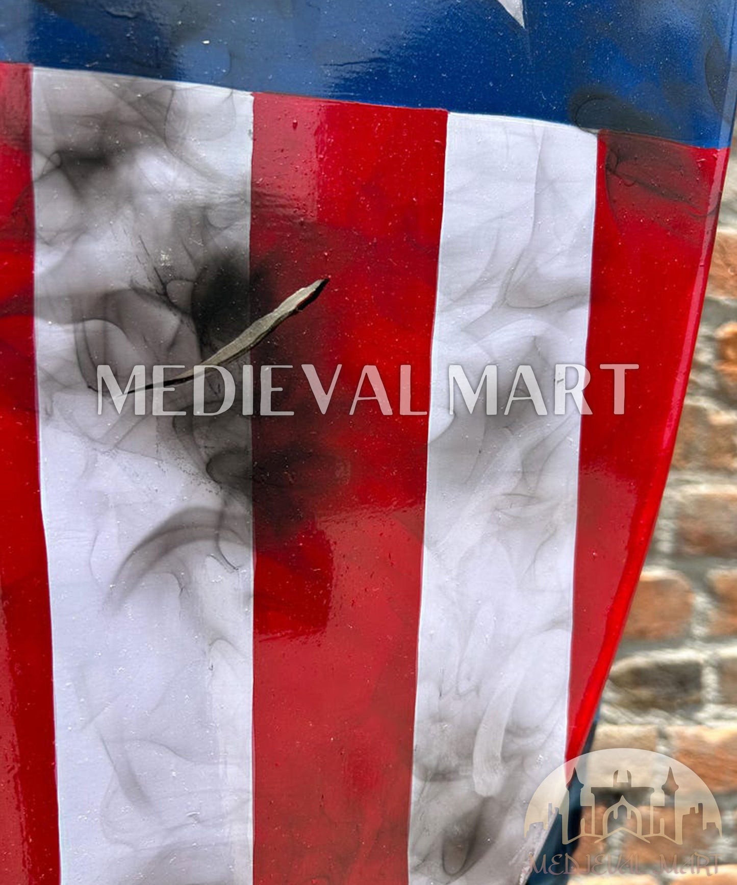 MEDIEVALMART AU First Avengers Steve Rogers Damaged Shield | Gift for Cosplayer