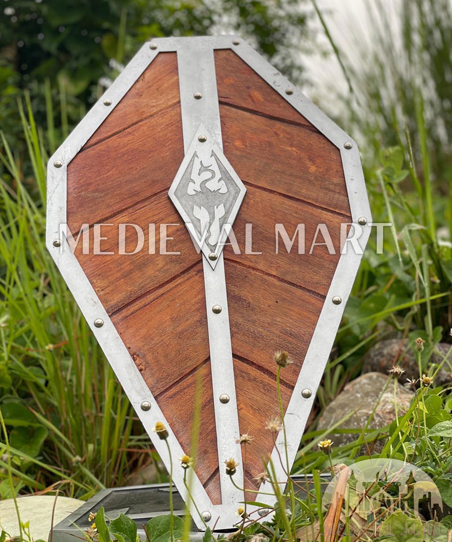 MEDIEVALMART AU Great Fantasy Helmet With Metal Horns or Free Stand | LARP Props