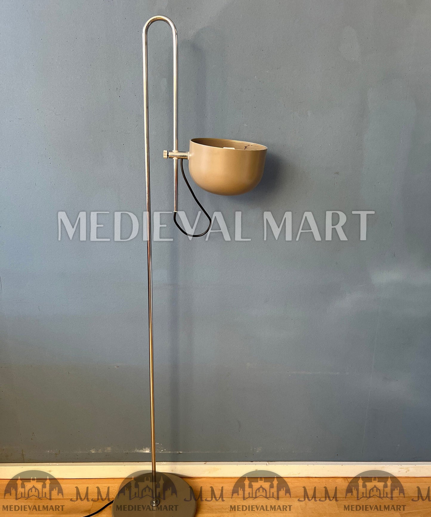 MEDIEVALMART AU Vintage Mid Century Silver Dijkstra Space Age Floor Lamp