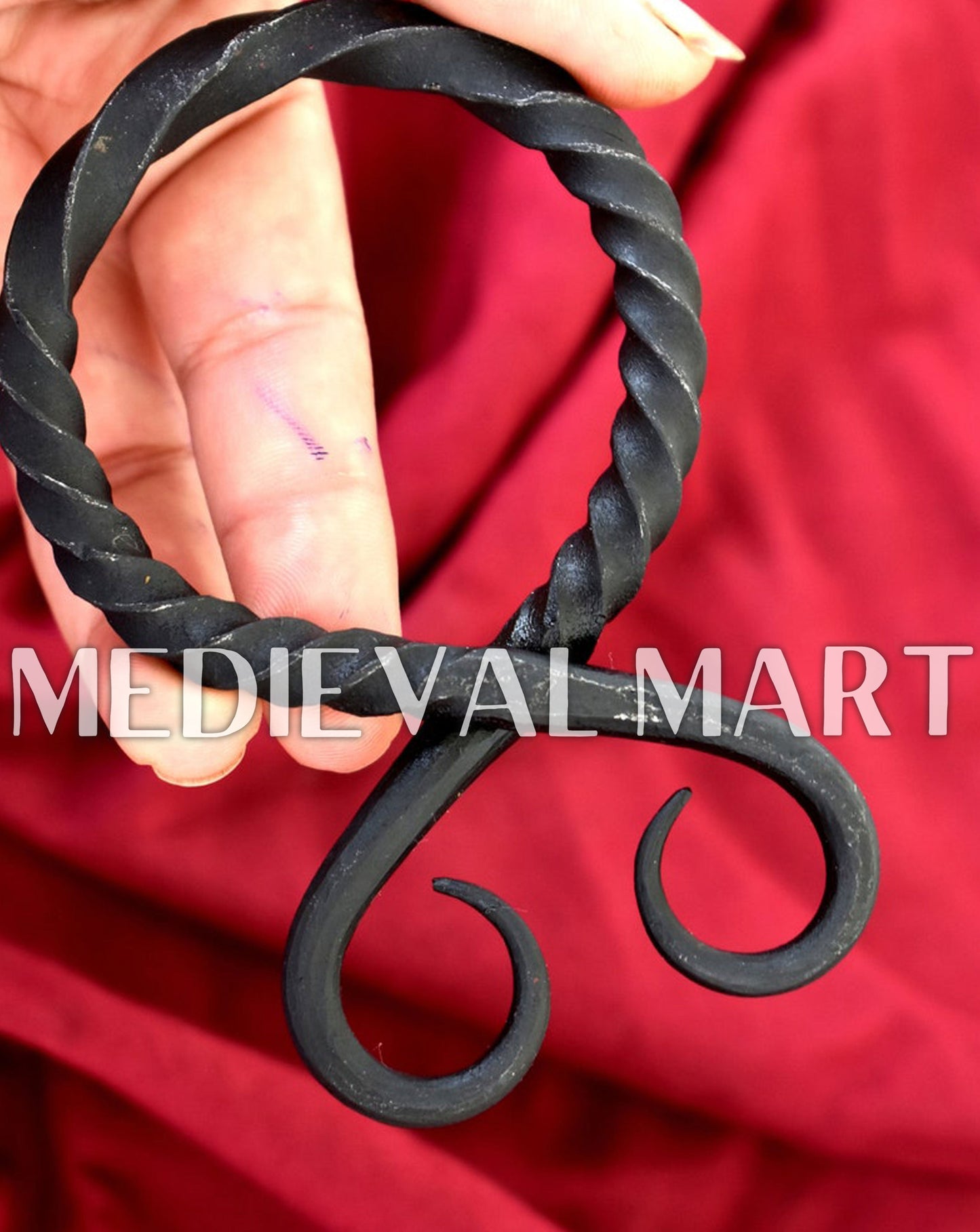 MEDIEVALMART AU Hand Forged Medieval Twisted Troll Cross Iron Pendent With Leather Cord