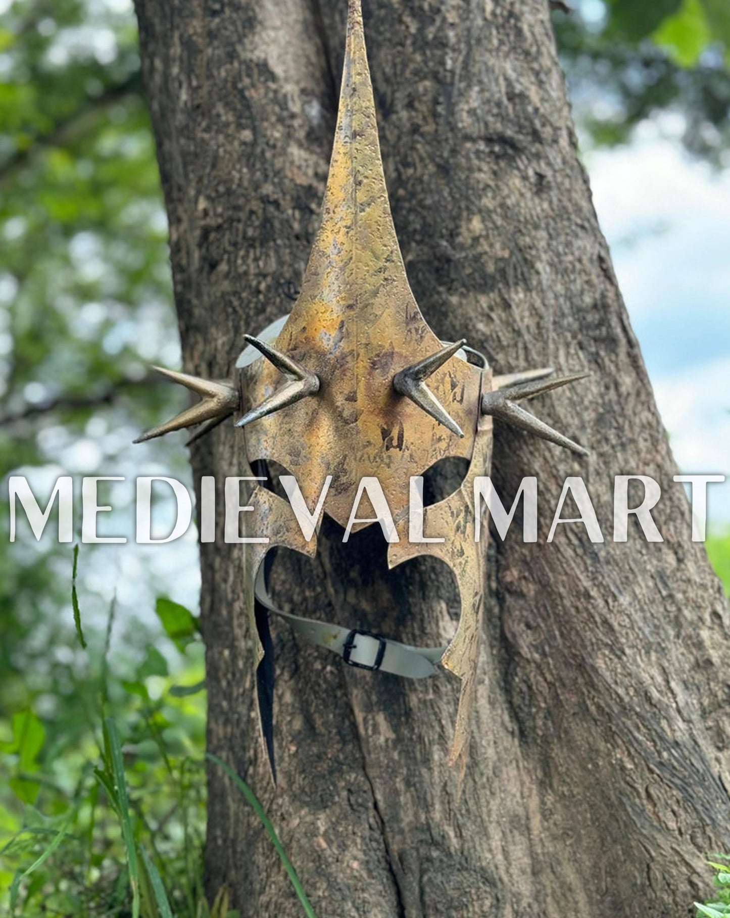 MEDIEVALMART AU "Achilles" Gold Finish Trojan Warrior Helmet W/H Free Stand | Troy Props