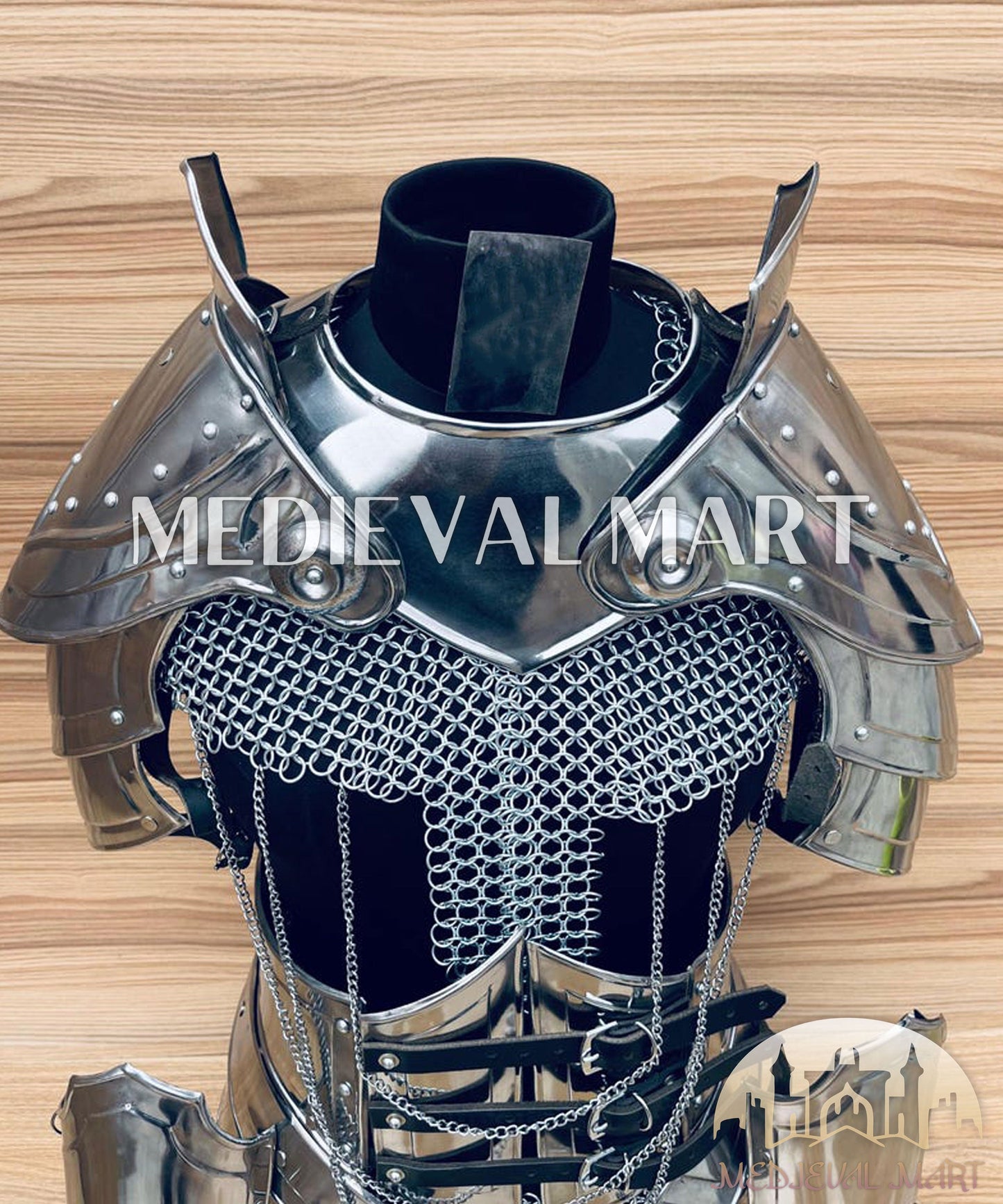 MEDIEVALMART AU (Isolara Dragonplate) Women’s Armor W/H Silver (Dragonfang) Jesus Chainmail + Arms Armor
