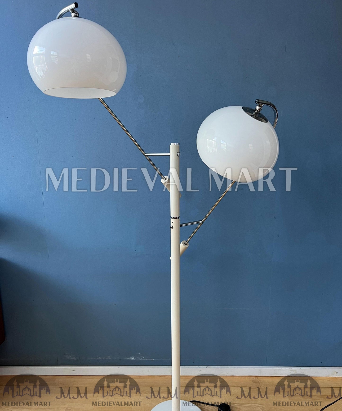MEDIEVALMART AU Vintage Mid Century Silver Dijkstra Space Age Floor Lamp