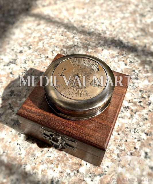 MEDIEVALMART AU Antique Finish “100 Years Calendar” Engraved Compass W/H “VintageVault” Case | Gift For Dad, Gift For Mom