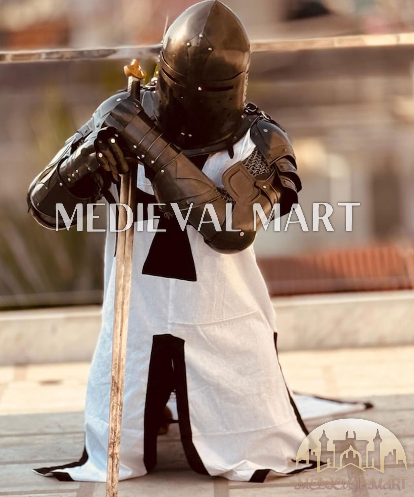 MEDIEVALMART AU Hand Forged Medieval Twisted Troll Cross Iron Pendent With Leather Cord