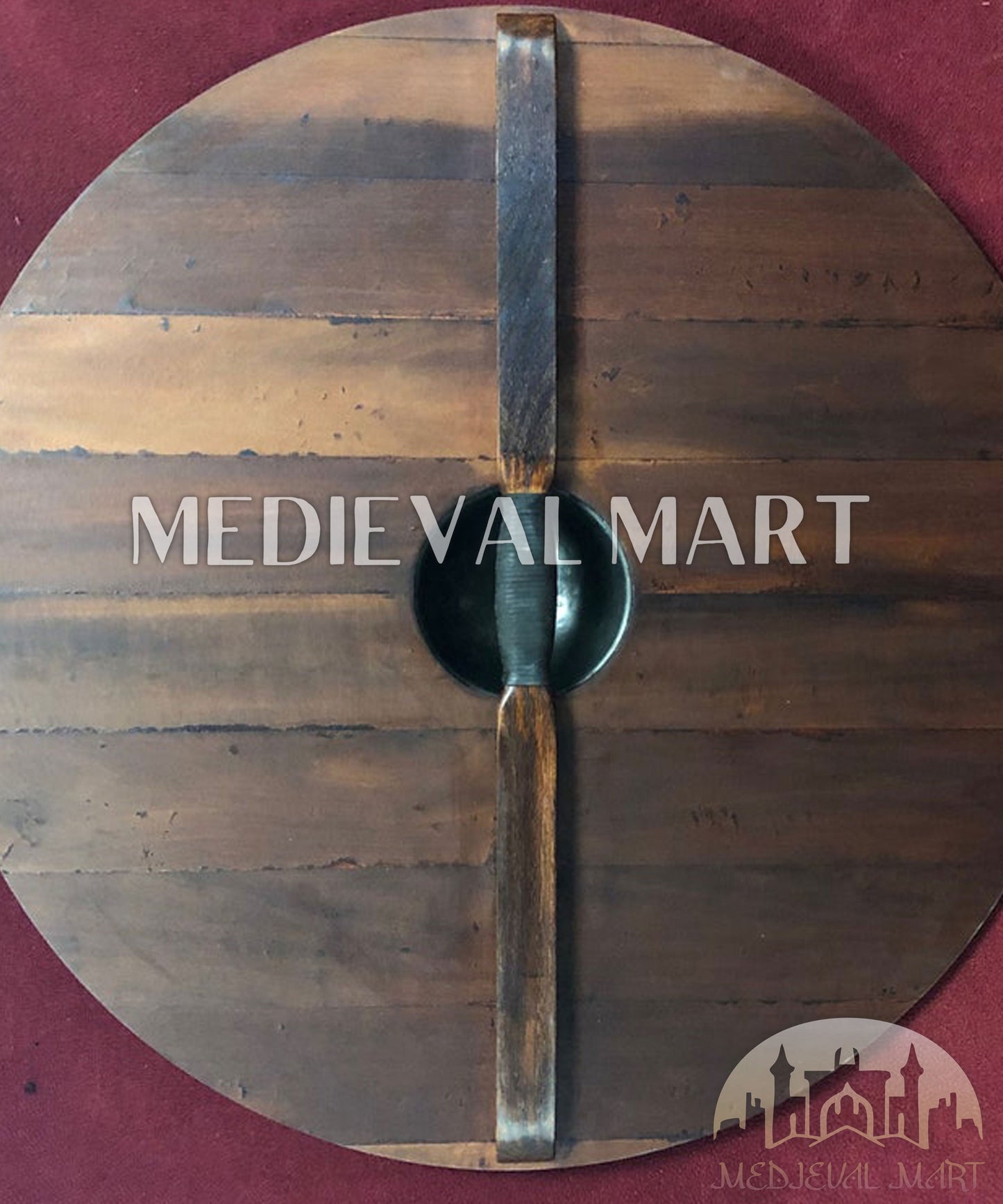 MEDIEVALMART AU Iconic Viking's Jarl Borg Iron Spikes  Battleworn Viking Wooden Shield | Gifts For Dad