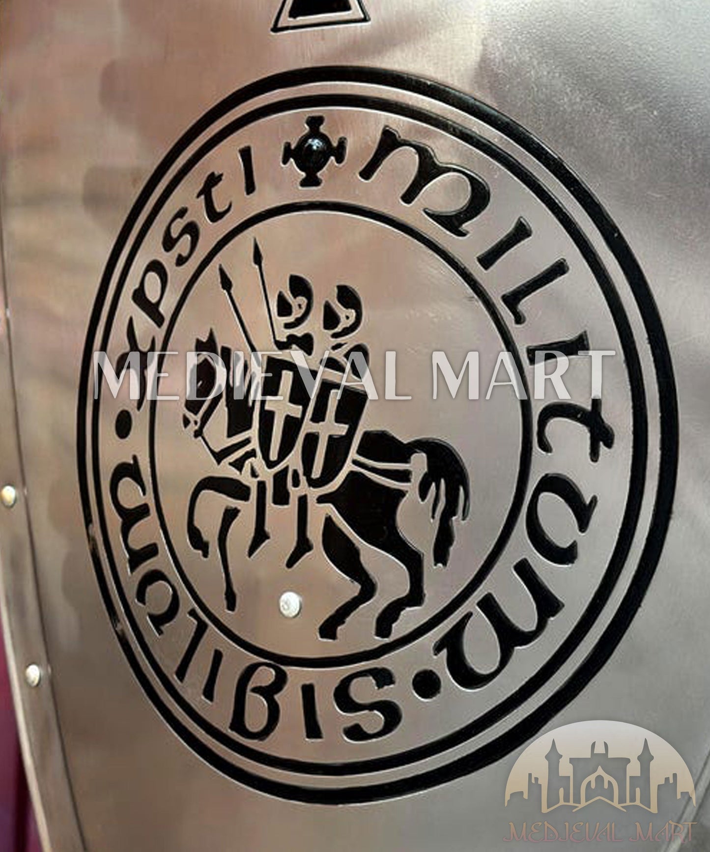 MEDIEVALMART AU Medieval Templar Devil Zelda Cross Inspired Wooden Shield Bliue & Gold Finish | Gift for Christmas Day