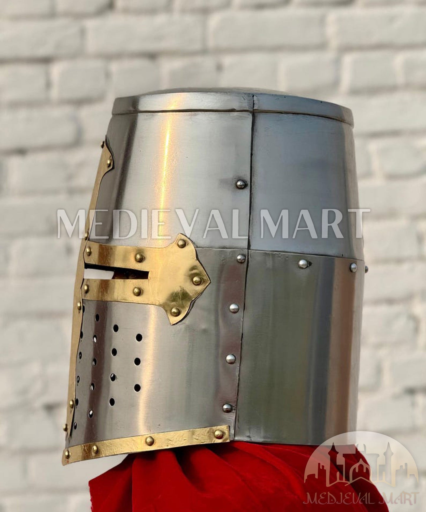 MEDIEVALMART AU Great Fantasy Helmet With Metal Horns or Free Stand | LARP Props