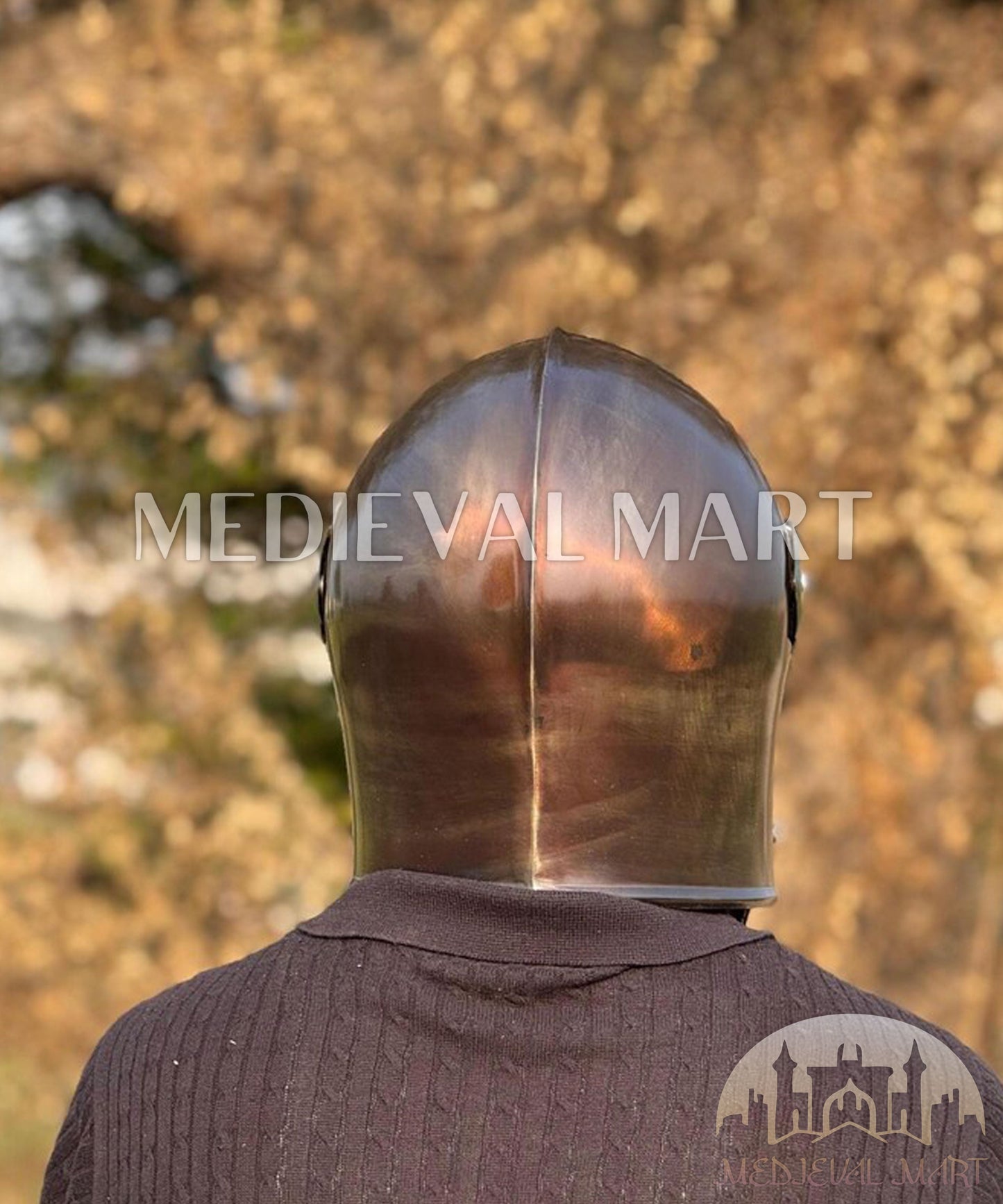 MEDIEVALMART AU Great Fantasy Helmet With Metal Horns or Free Stand | LARP Props