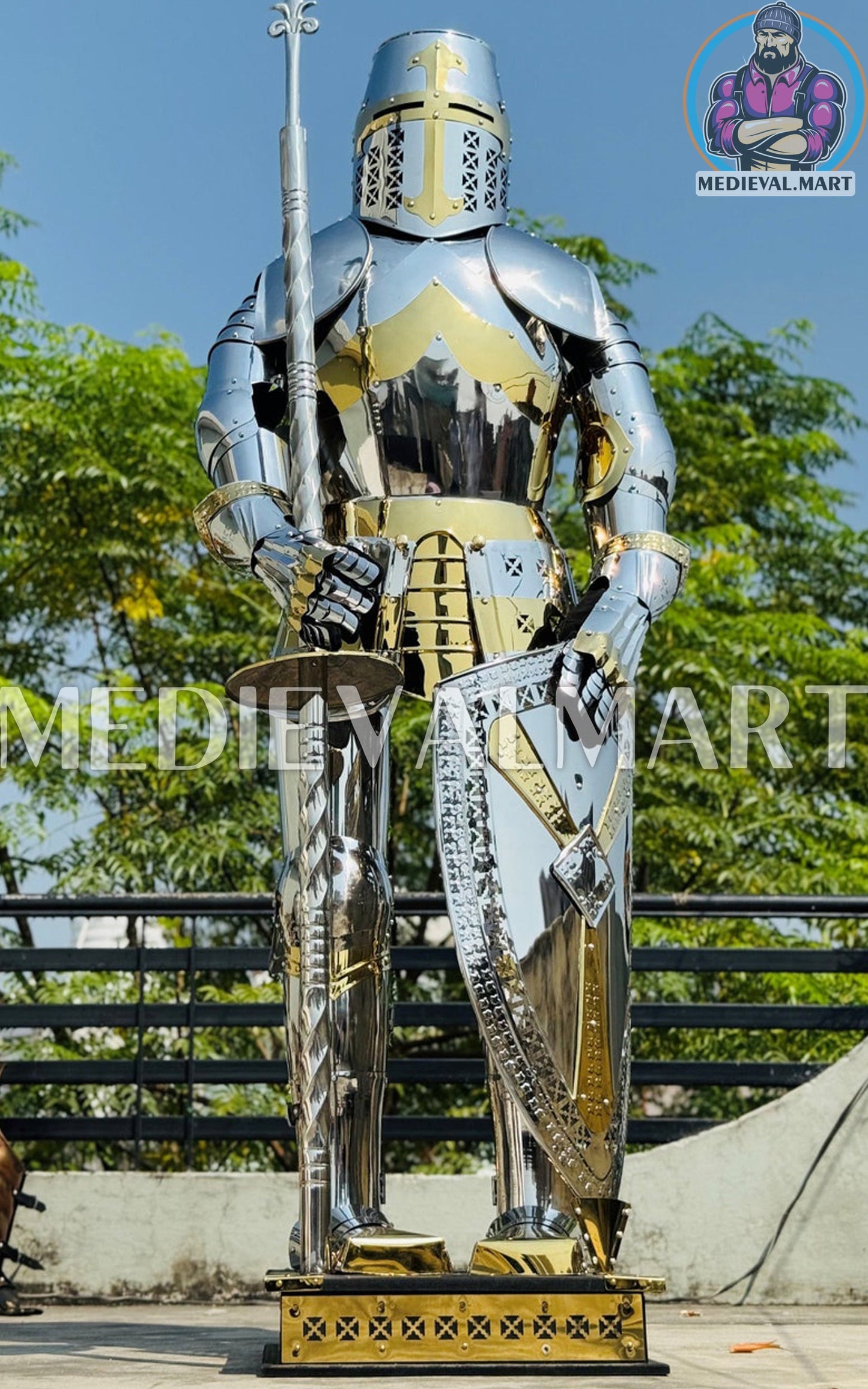 MEDIEVALMART AU Hand Forged Medieval Twisted Troll Cross Iron Pendent With Leather Cord