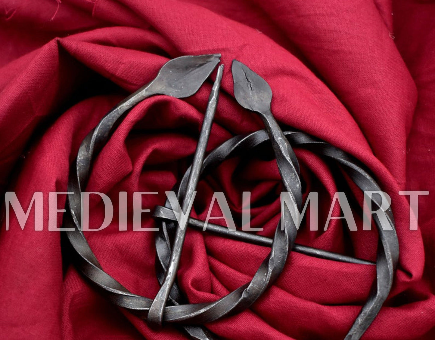 MEDIEVALMART AU Hand Forged Medieval Twisted Troll Cross Iron Pendent With Leather Cord