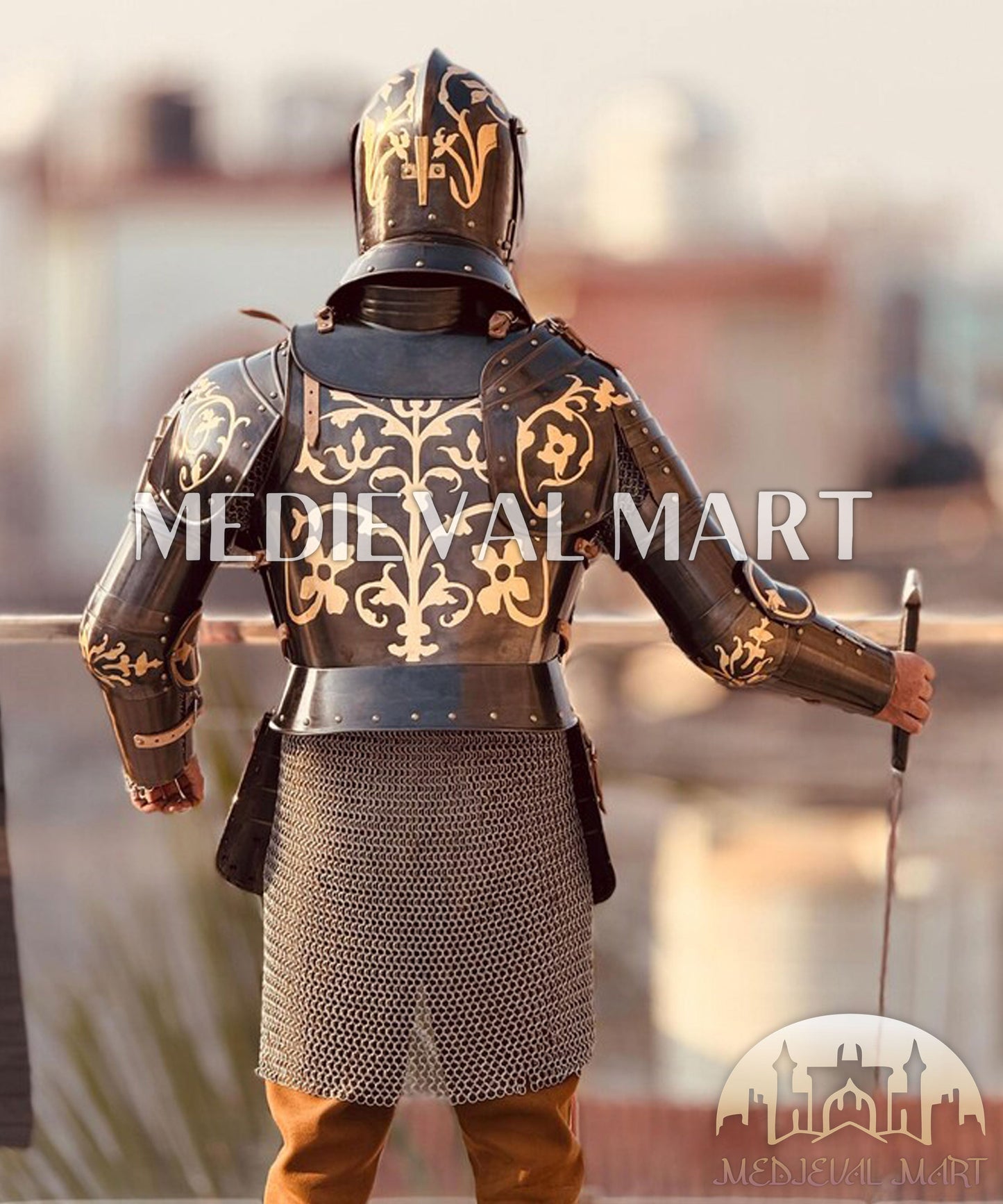 MEDIEVALMART AU Hand Forged Medieval Twisted Troll Cross Iron Pendent With Leather Cord