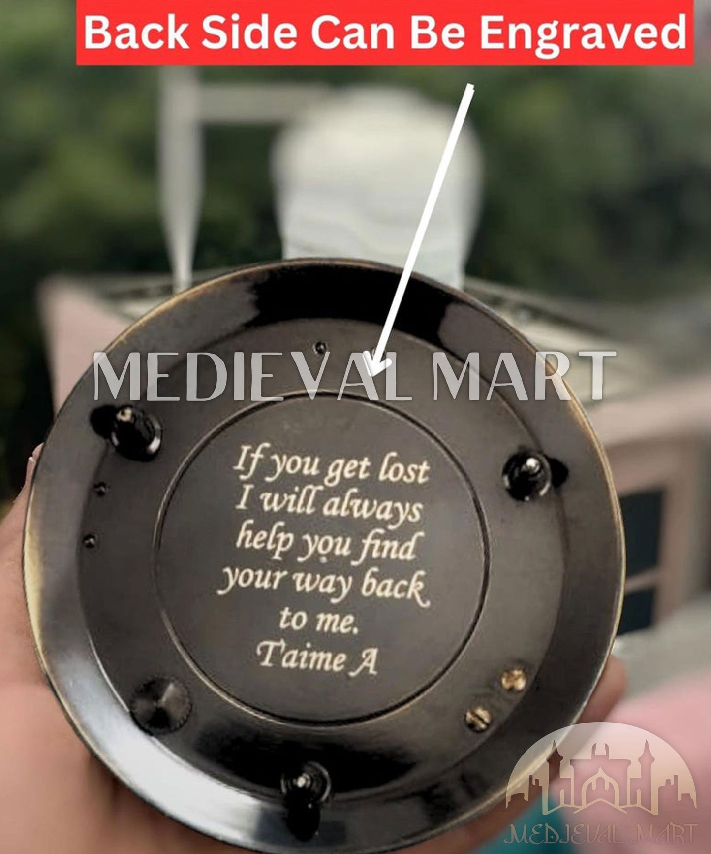 MEDIEVALMART AU Antique Finish “100 Years Calendar” Engraved Compass W/H “VintageVault” Case | Gift For Dad, Gift For Mom