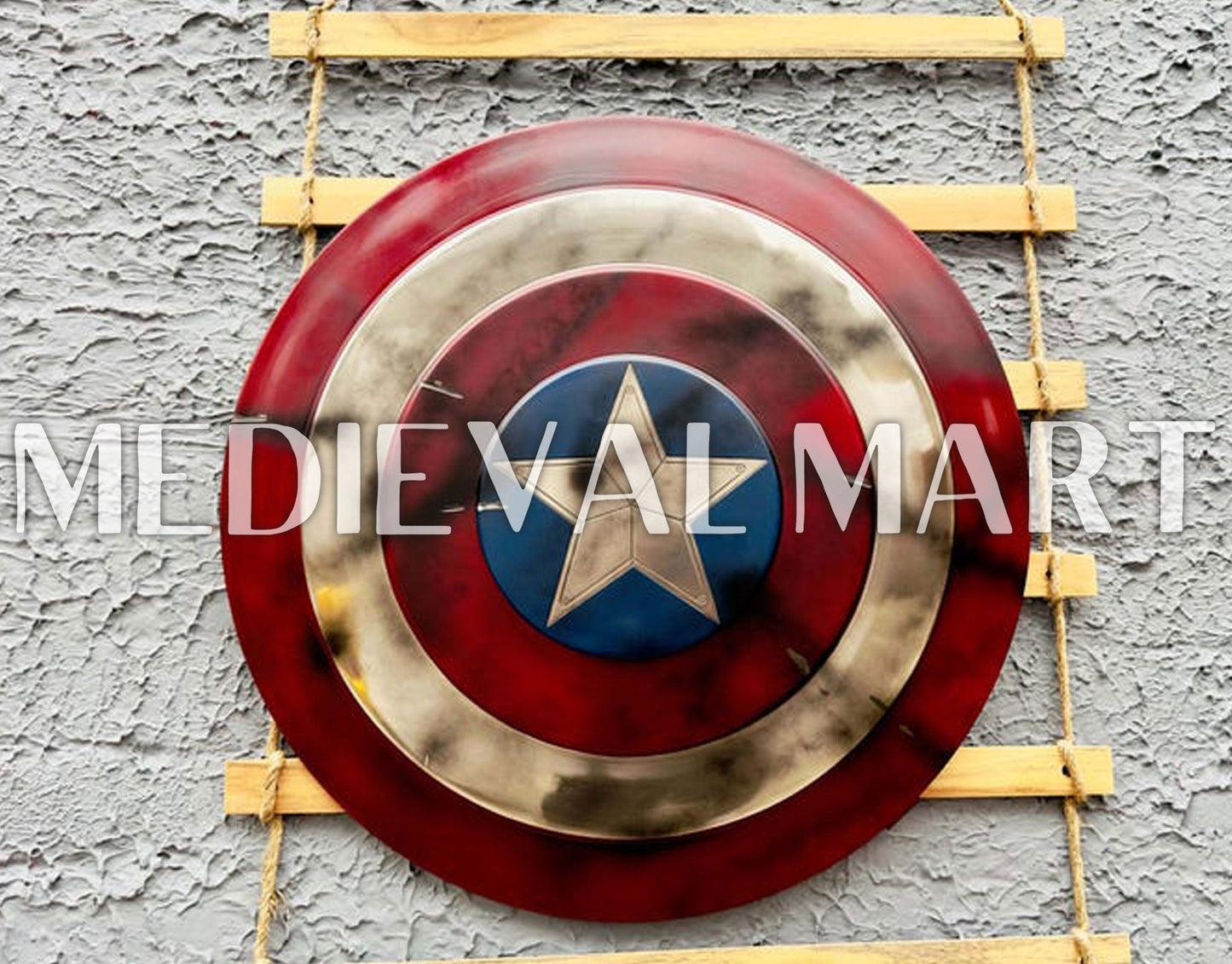 MEDIEVALMART AU First Avengers Steve Rogers Damaged Shield | Gift for Cosplayer