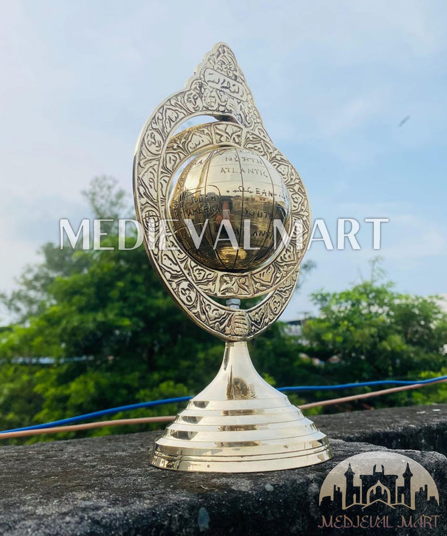 MEDIEVALMART AU "Achilles" Gold Finish Trojan Warrior Helmet W/H Free Stand | Troy Props