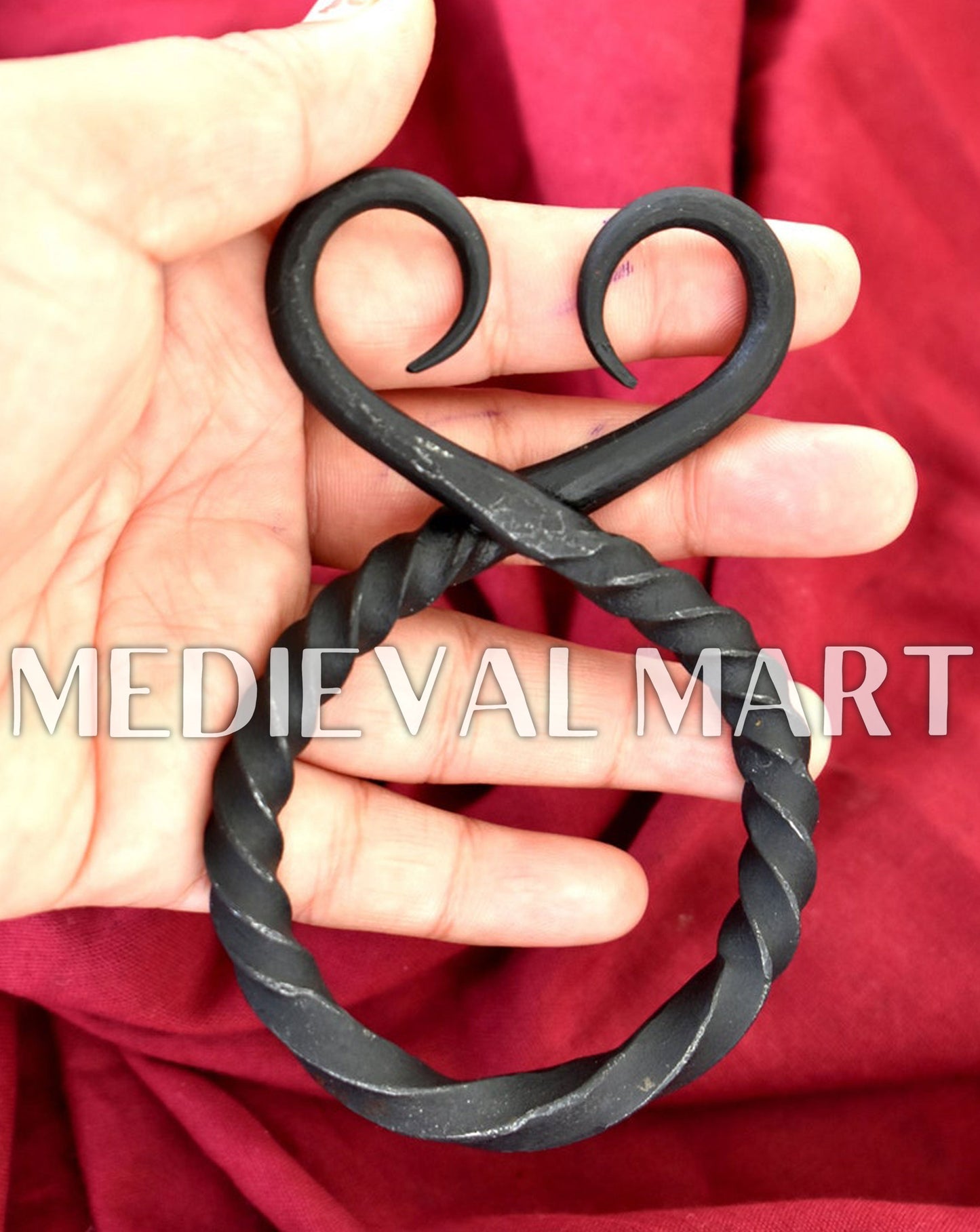 MEDIEVALMART AU Hand Forged Medieval Twisted Troll Cross Iron Pendent With Leather Cord