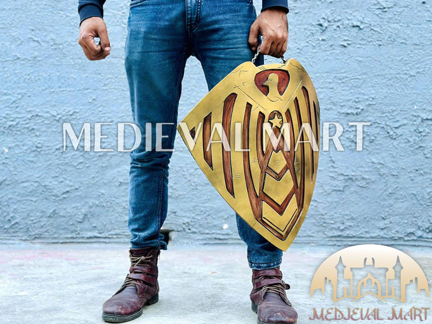 MEDIEVALMART AU First Avengers Steve Rogers Damaged Shield | Gift for Cosplayer