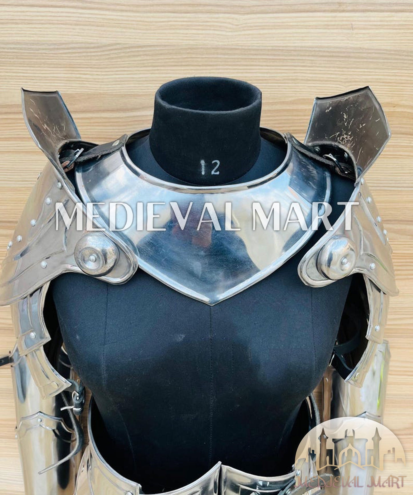 MEDIEVALMART AU Iconic Viking's Jarl Borg Iron Spikes  Battleworn Viking Wooden Shield | Gifts For Dad