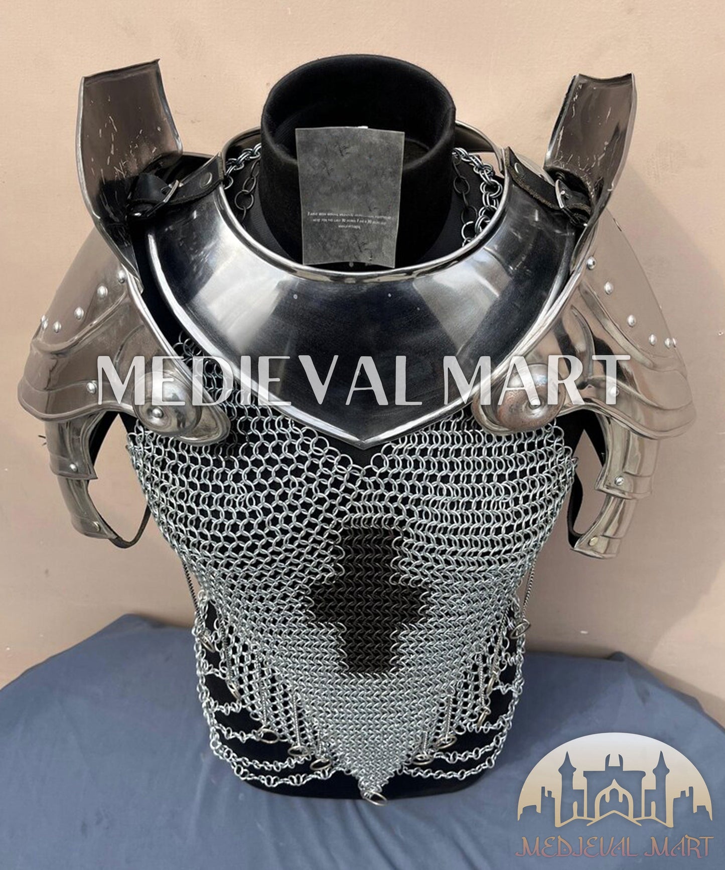 MEDIEVALMART AU Iconic Viking's Jarl Borg Iron Spikes  Battleworn Viking Wooden Shield | Gifts For Dad