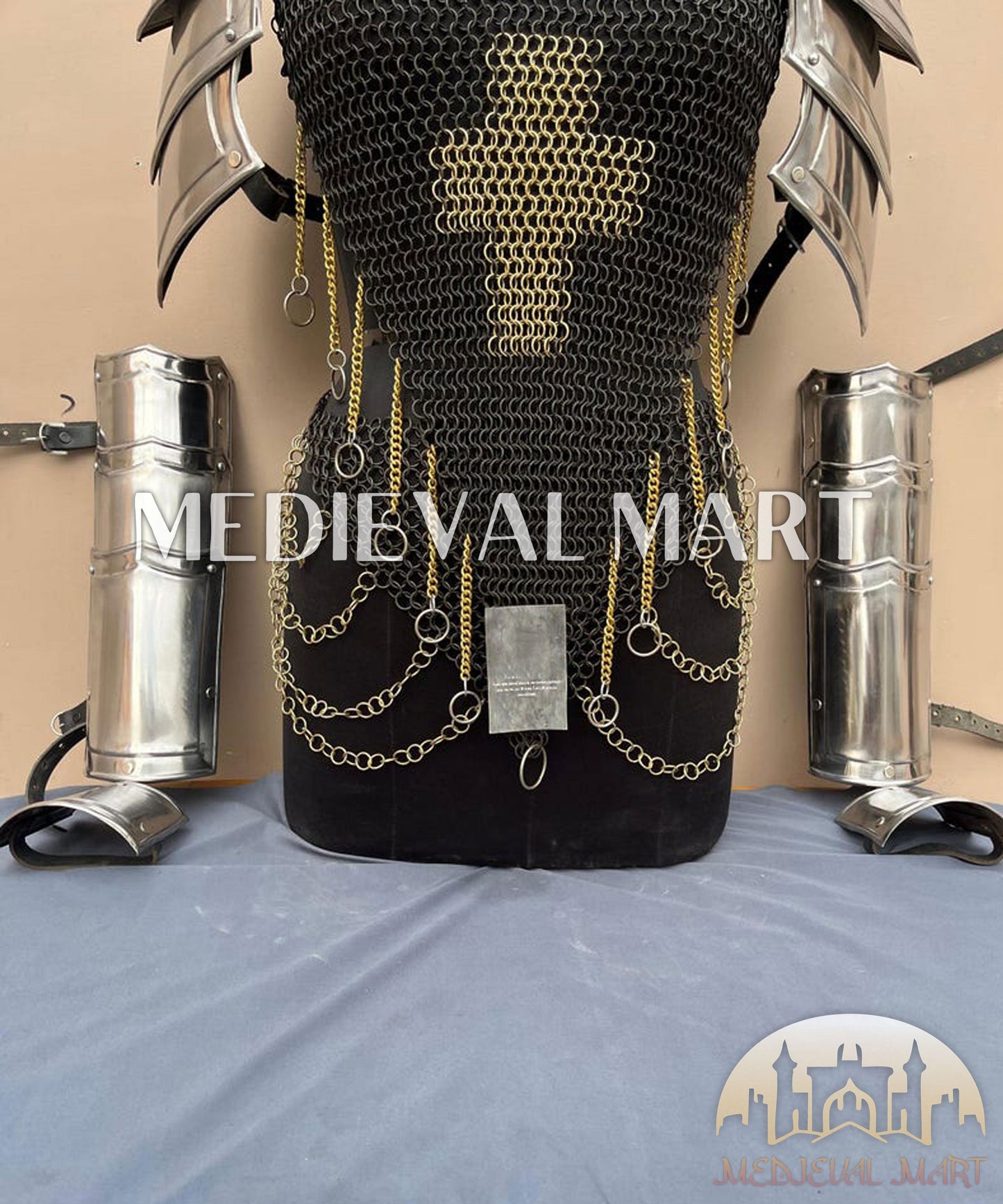 MEDIEVALMART AU (Isolara Dragonplate) Women’s Armor W/H Silver (Dragonfang) Jesus Chainmail + Arms Armor