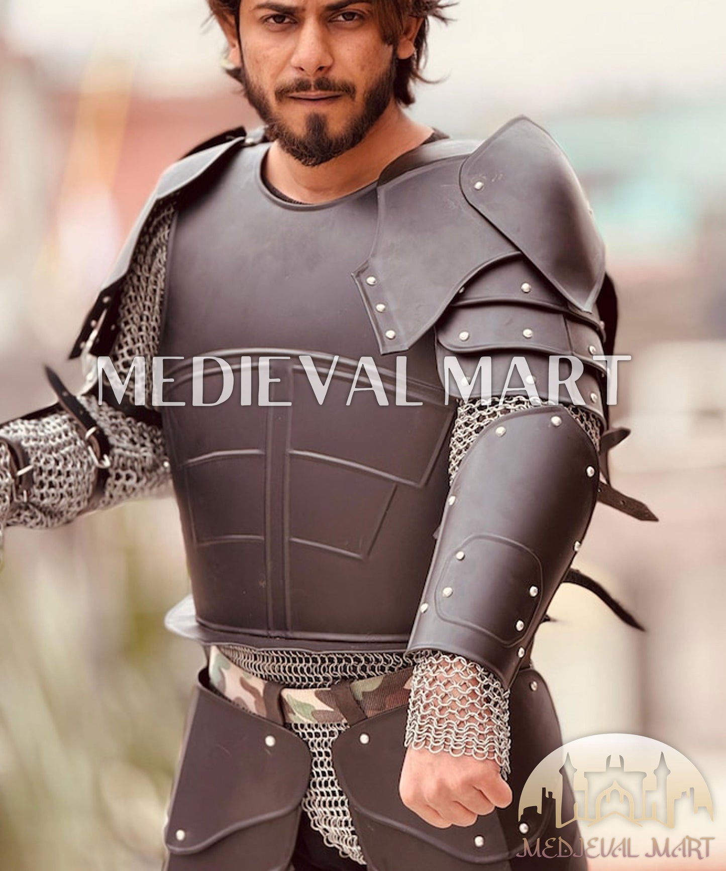 MEDIEVALMART AU Hand Forged Medieval Twisted Troll Cross Iron Pendent With Leather Cord